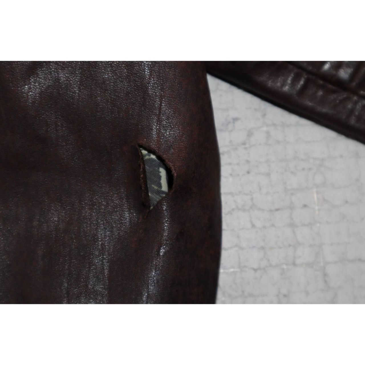 Vintage Vtg 70s Raffaelo Brown Leather Flight Bomber Jacket Sz 46 Size US L / EU 52-54 / 3 - 18 Thumbnail
