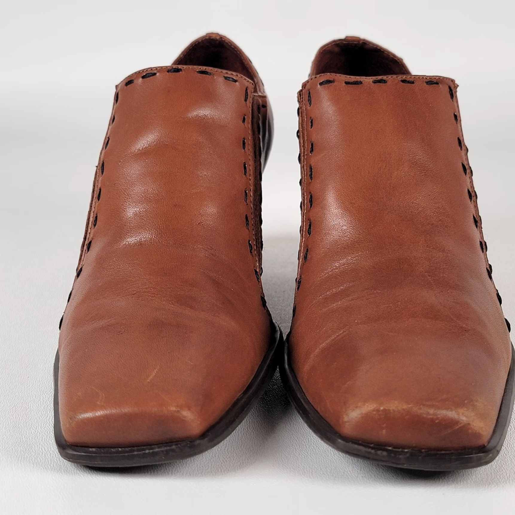 Worthington Worthington Heeled Bootie Shoe Women's 7.5 Leather Brown Square Toe Slip On Block Heel Mid Calf Ankle Bootie Modern Casual Business Size US 8 / IT 38 - 3 Thumbnail