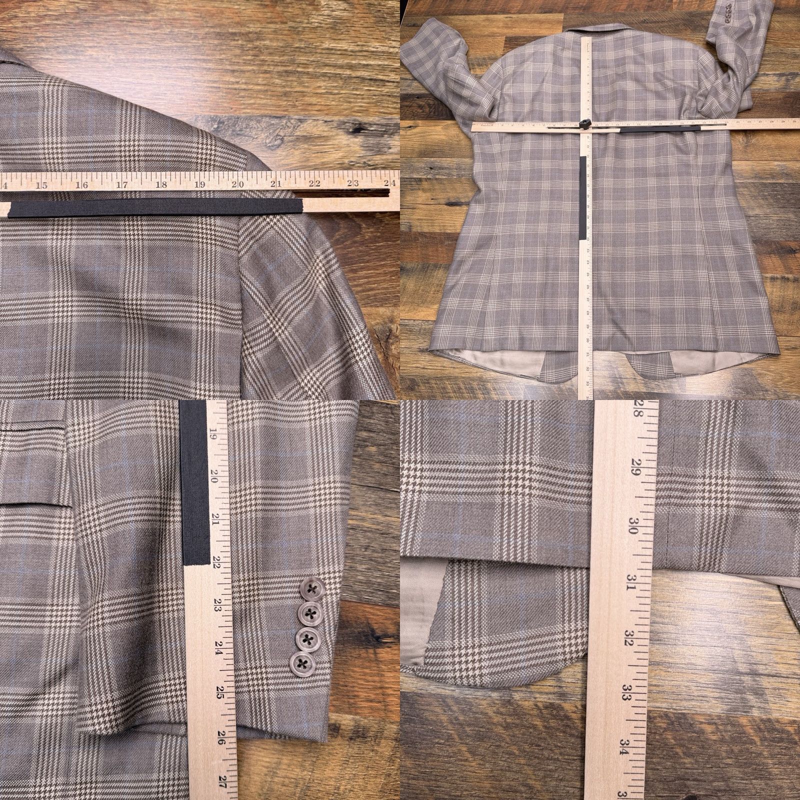Vintage JP Tilford Blazer Sport Coat Mens 48 Brown Plaid Wool Silk Double-Vented Notch Lapel Regular 2-Button Chest 48 Size 48R - 9 Thumbnail