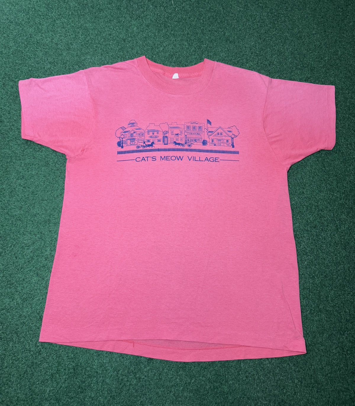 Vintage Vintage 80s 90s Cats Meow Village Pink Faded Retro T Shirt Size US M / EU 48-50 / 2 - 1 Thumbnail