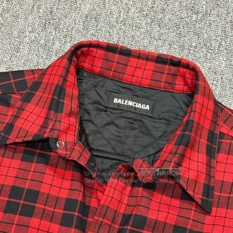 Balenciaga Balenciaga Red Black Plaid Cotton Coat. Size US L / EU 52-54 / 3 - 5 Thumbnail
