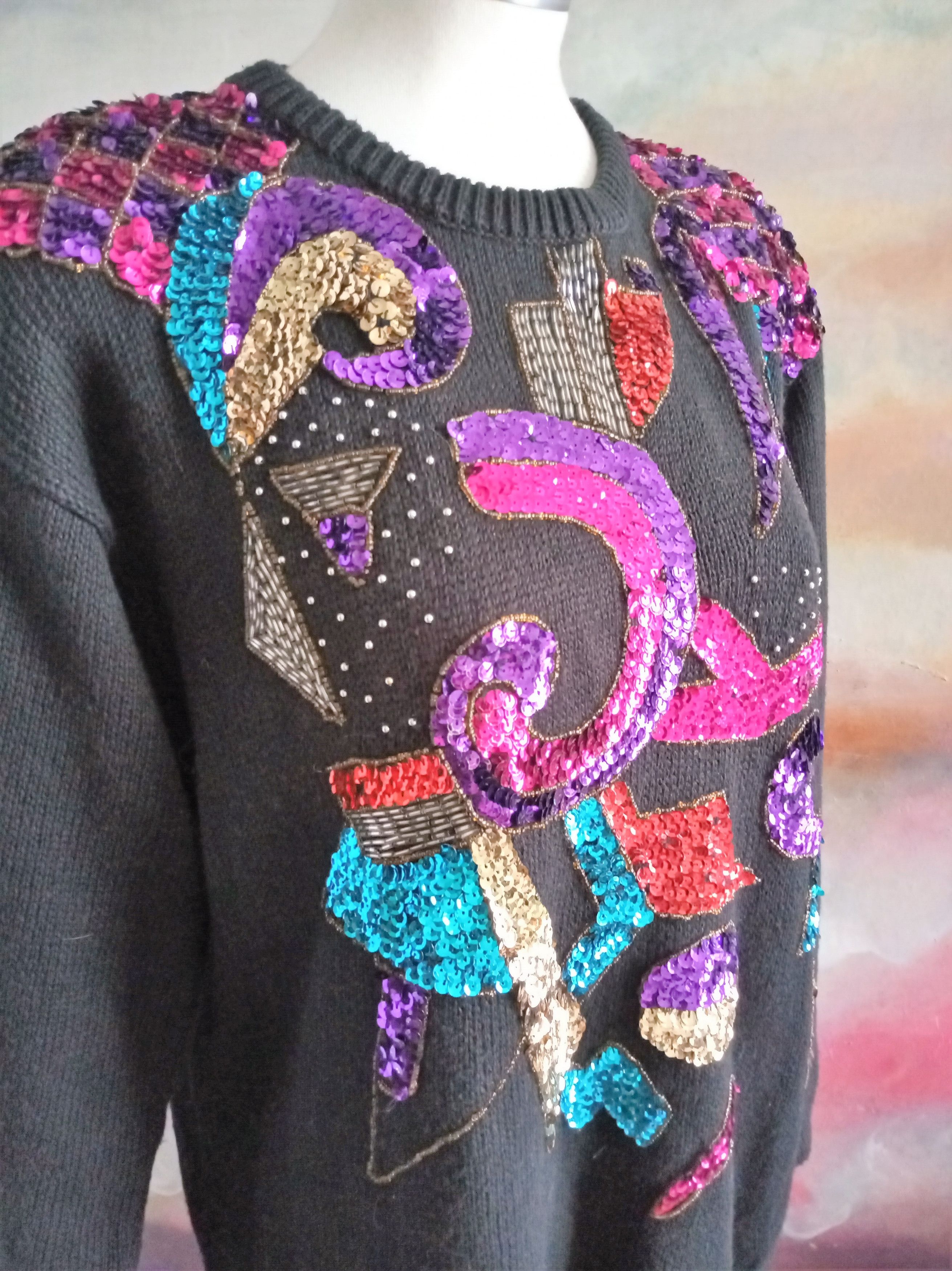 Vintage Unisex True Vintage Sequin Sweater Size ONE SIZE - 4 Thumbnail
