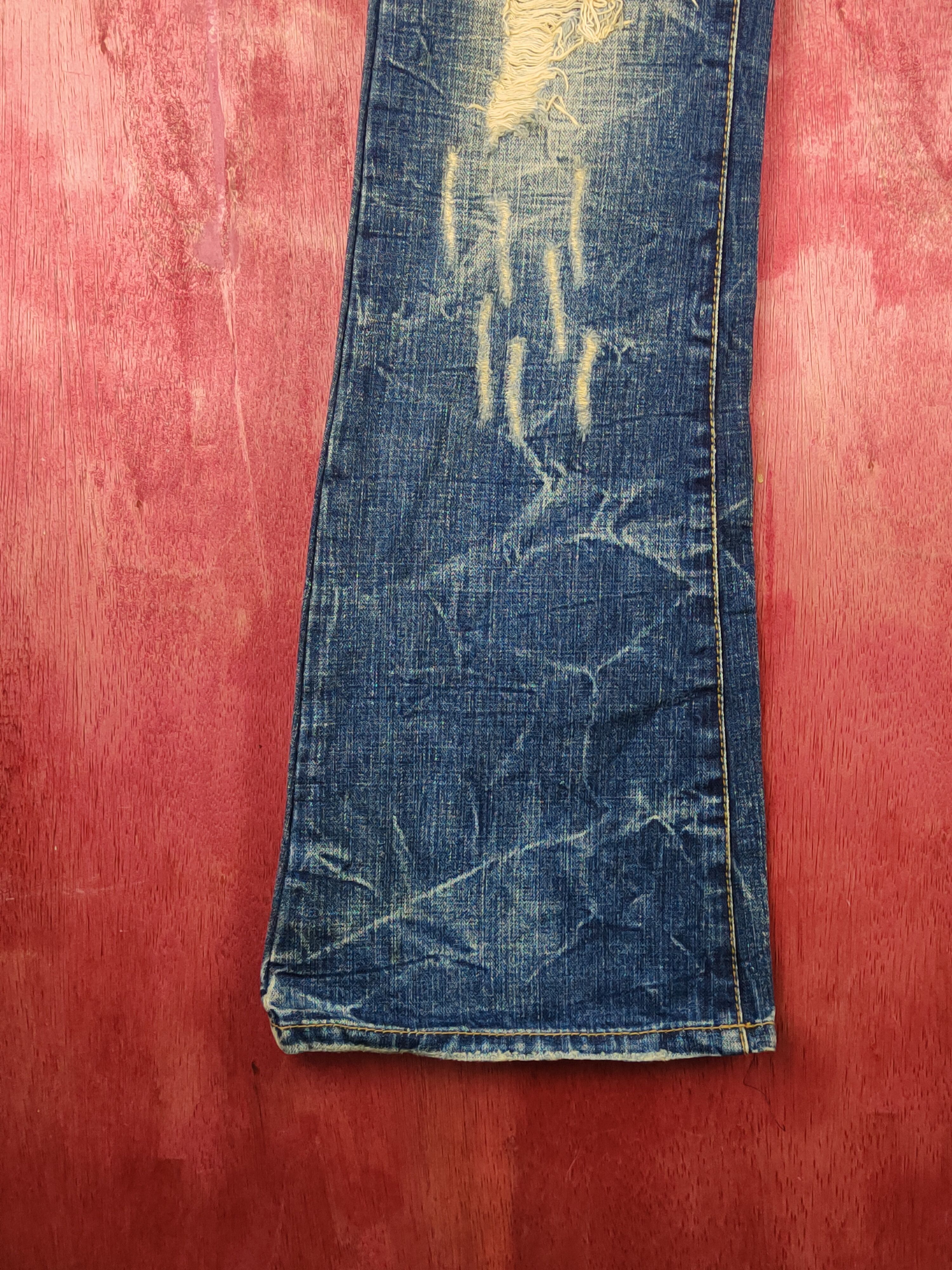 Japanese Brand DL Maraxia Blue bootcut Distressed ripped faded Denim #S1535 Size 27" / US 4 / IT 40 - 4 Thumbnail