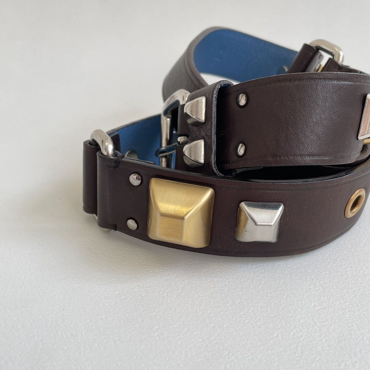 Prada Pyramid Stud Leather Bondage Belt Size 32 - 6 Thumbnail