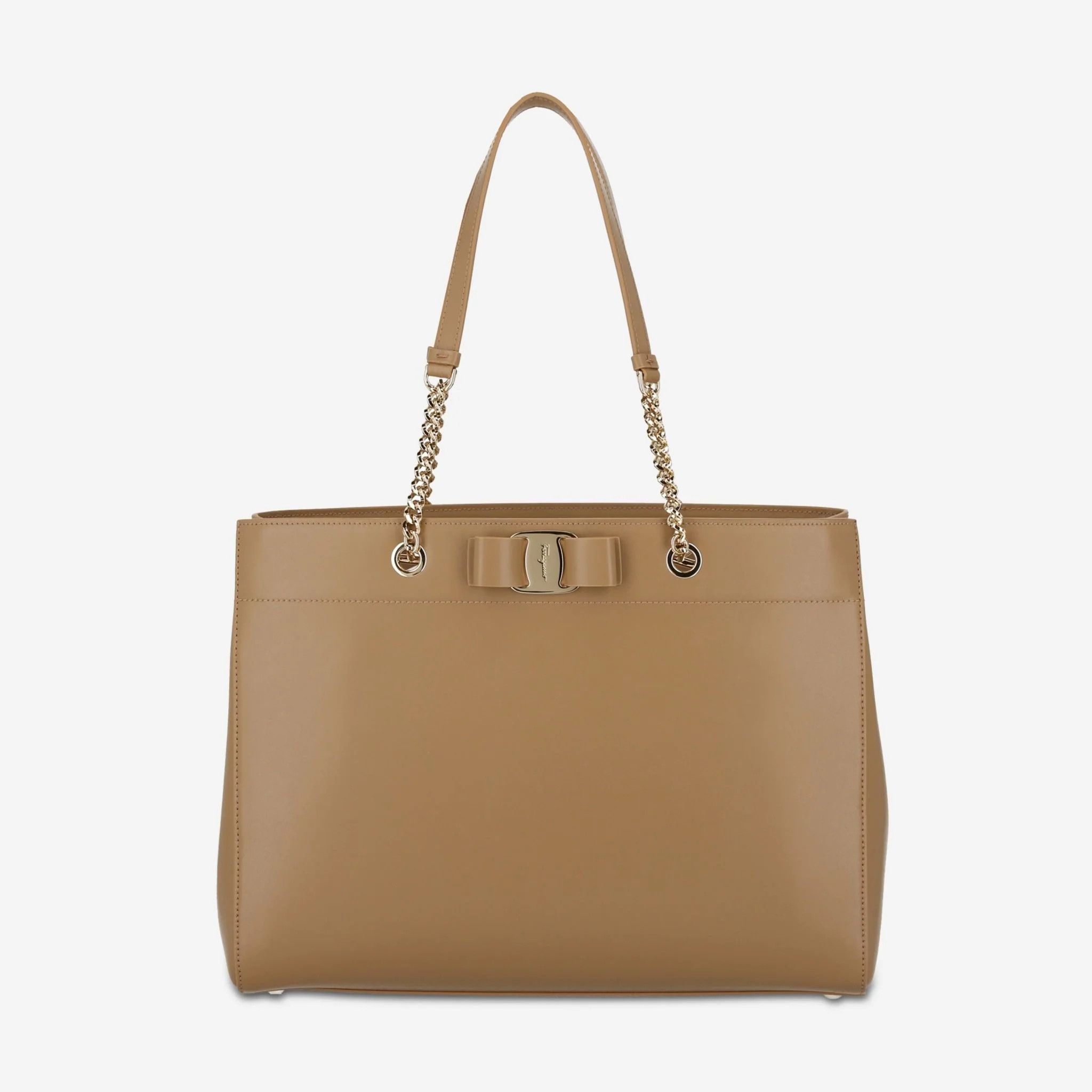 Salvatore Ferragamo o1s1rm1124 Size: OS / Vara Bow Leather Tote Bag in Camel Size ONE SIZE - 1 Thumbnail