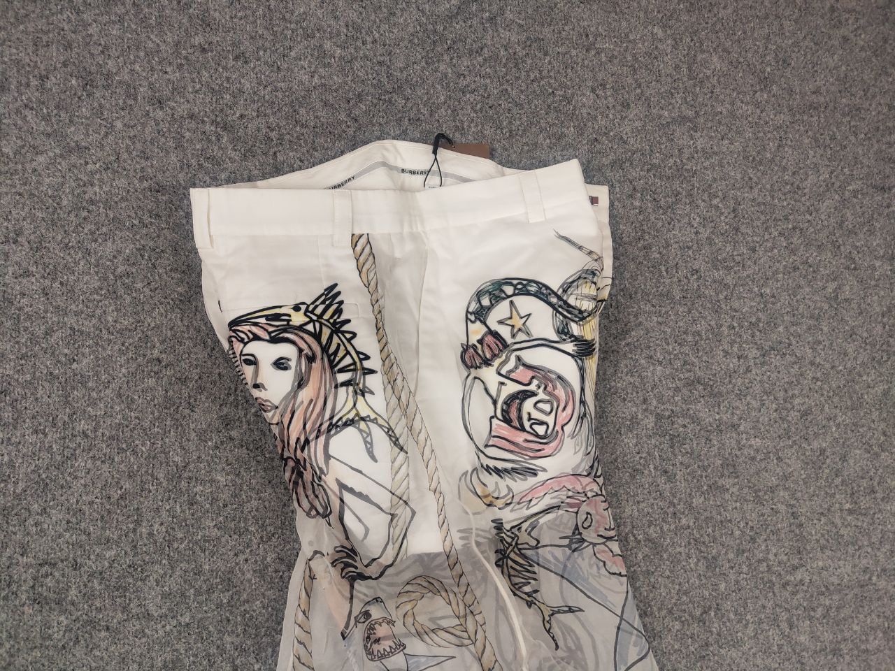 Burberry Rare Burberry By Marine Sketch Print Layered Silk Pants Size US 32 / EU 48 - 14 Thumbnail
