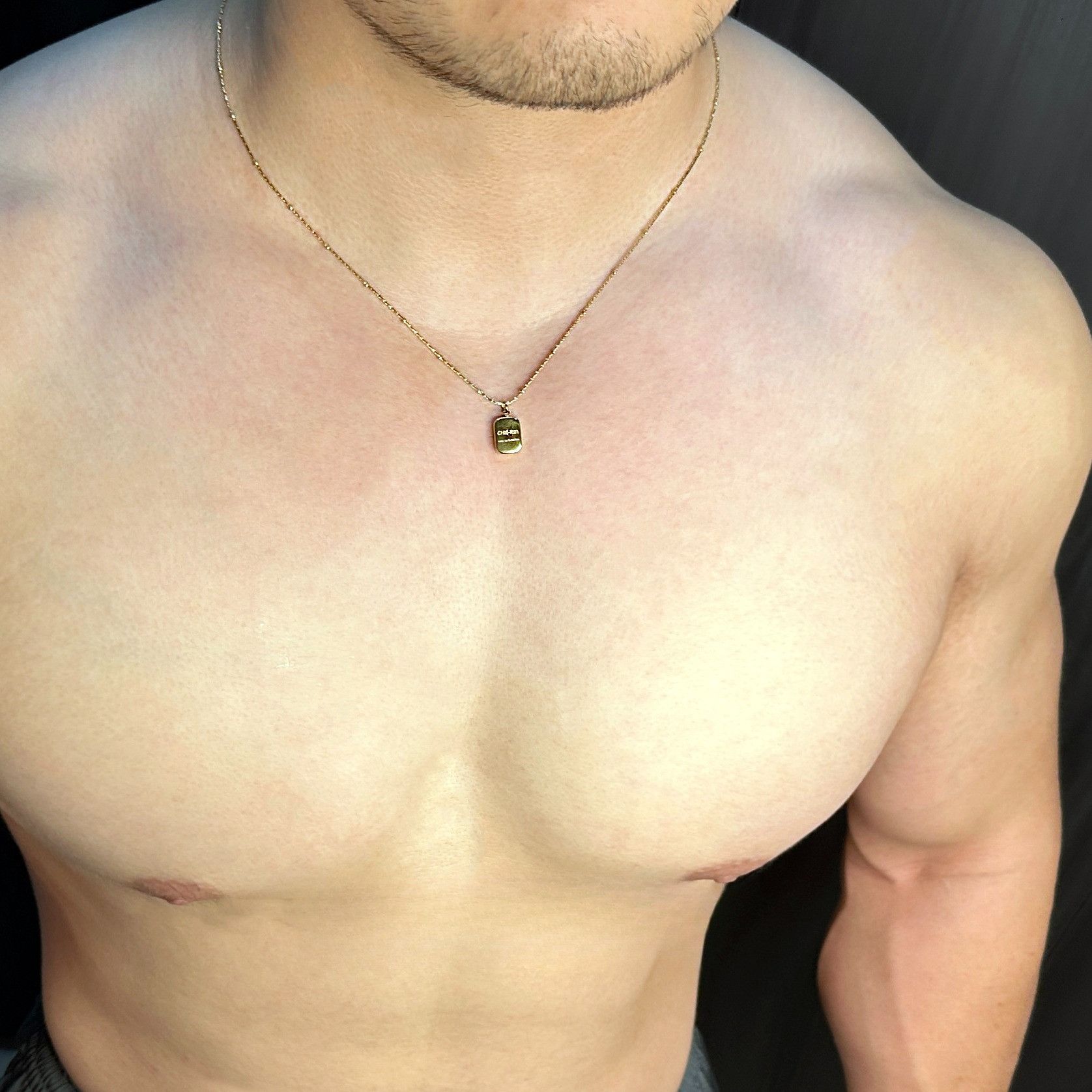Jewelry × Vintage Gold Square Letter Print Men's Necklace Size ONE SIZE - 2 Thumbnail