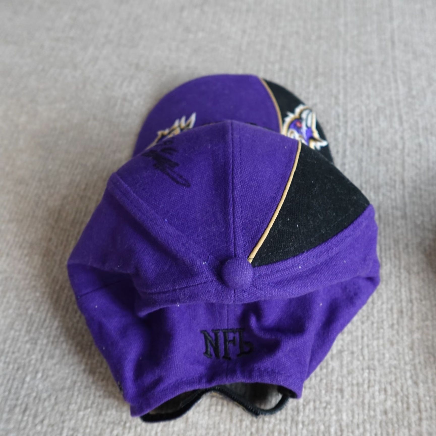 NFL VINTAGE Baltimore Ravens Hat Strapback Purple Embroidered Autographed Old Stock - NFL Baseball Cap Mens One Size Cotton Canvas Study Size ONE SIZE - 2 Thumbnail