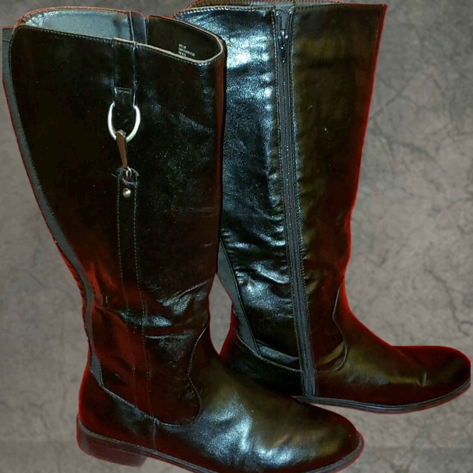 Marella Marbella Boots Women 11M Black Side Zipper Silver Horse Bit Knee-High Riding Boots Mens Womens Girls Boys Size US 9 / IT 39 - 1 Thumbnail