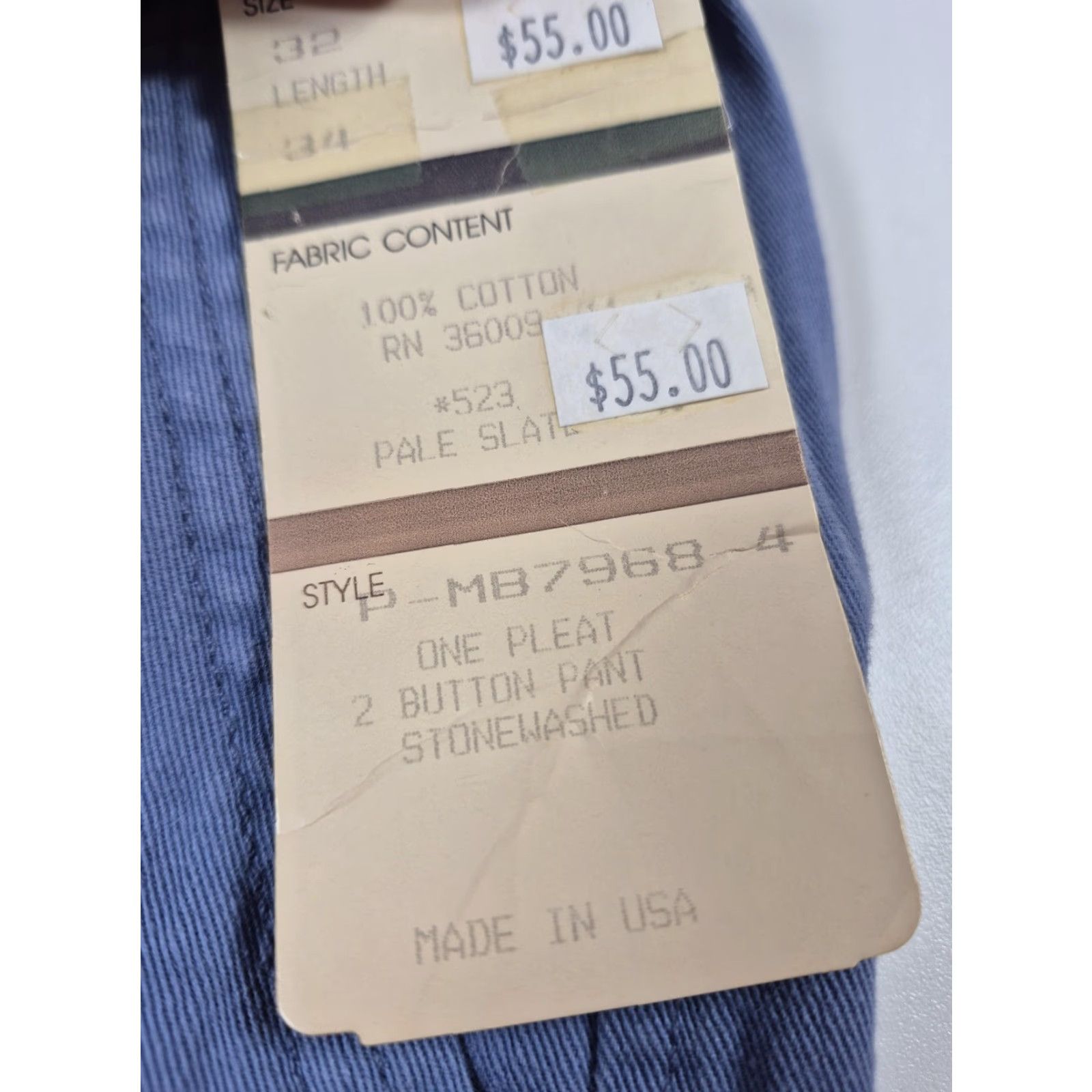 Calvin Klein VINTAGE Calvin Klein Jeans Mens 32x34 Pale Slate Pleated Chino USA 90s Blue Khakis Stretch? Size US 32 / EU 48 - 5 Thumbnail