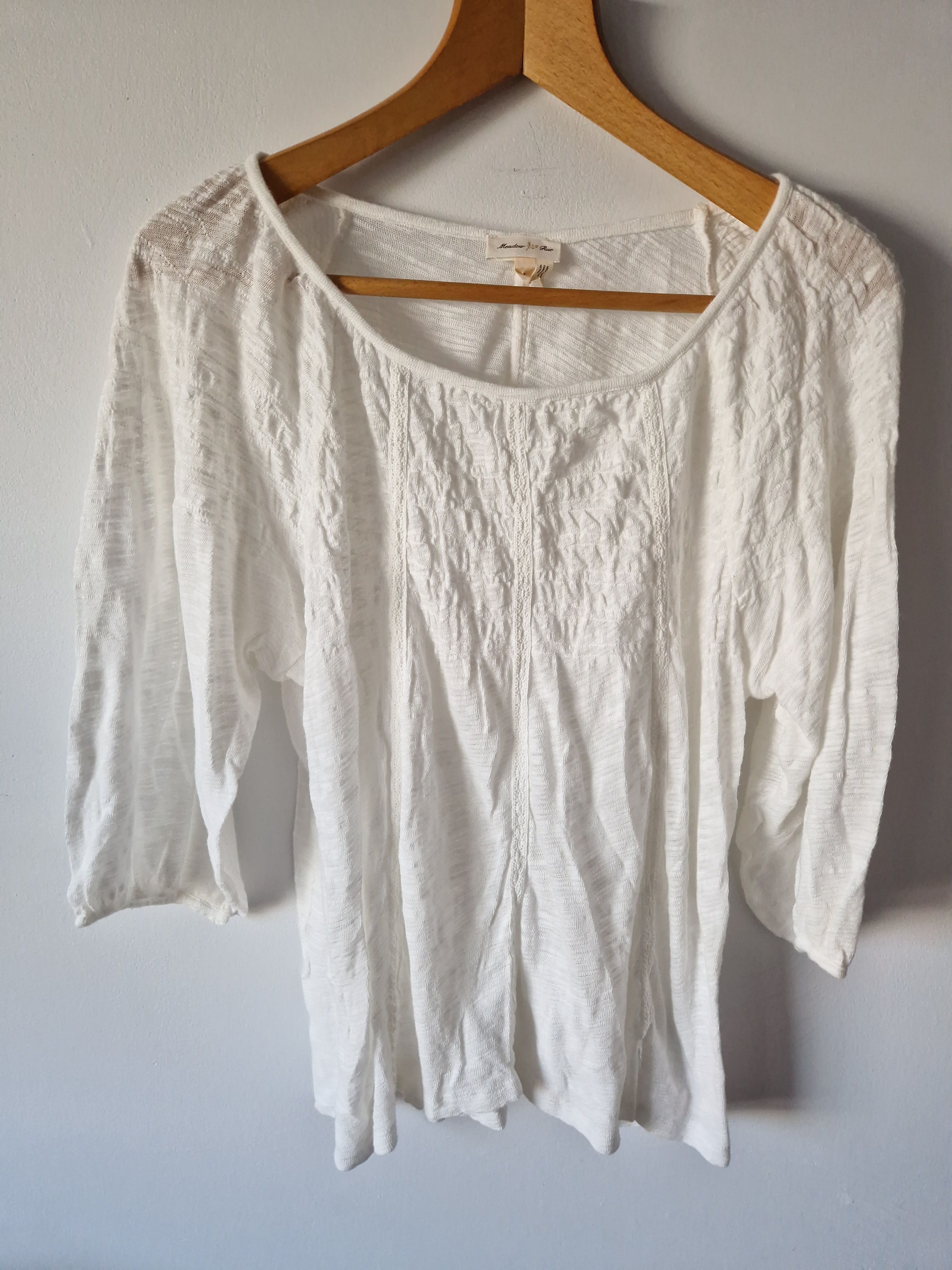 Vintage Meadow Rue Womens S Small Blouse Top Embroidered White Size L / US 10 / IT 46 - 1 Thumbnail