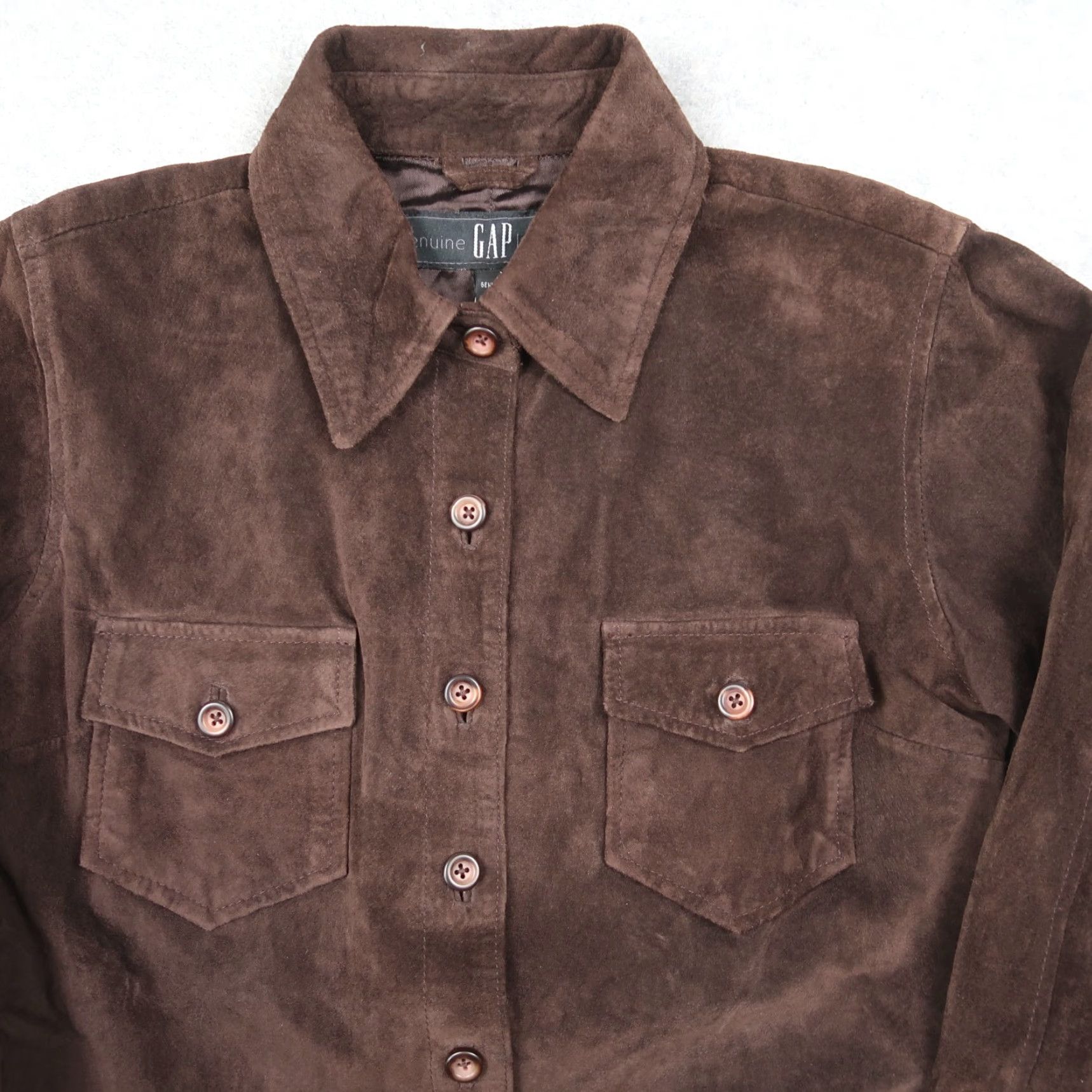 Gap VINTAGE GAP Brown Leather Suede Jacket Western Women Button Up XS Size XS / US 0-2 / IT 36-38 - 3 Thumbnail