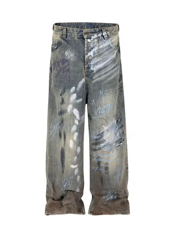 VIBE Street graffiti hand-painted distressed washed baggy jeans Size US 30 / EU 46 - 3 Thumbnail