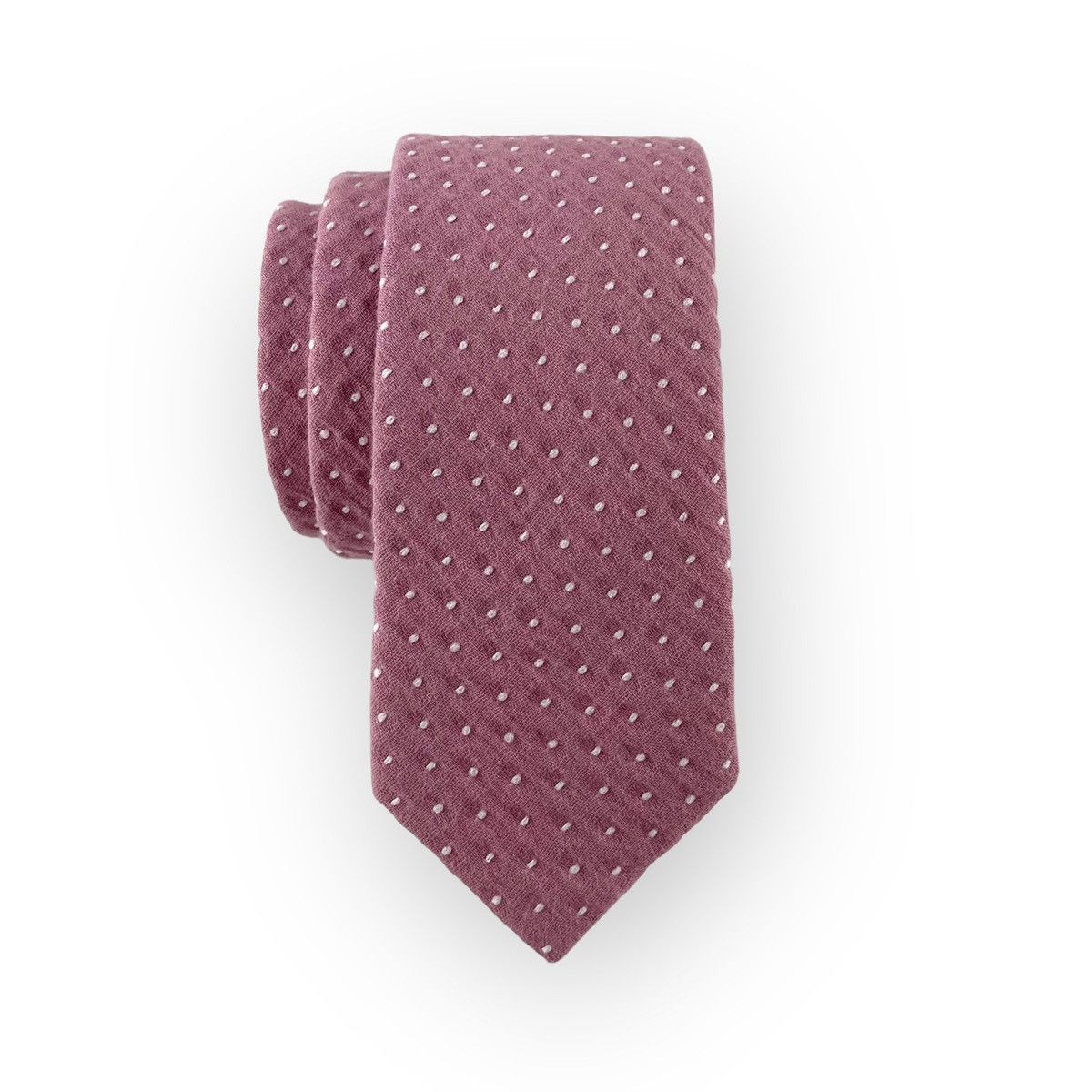 Other Men’s Dusty Pink Slim Necktie w/ Embroidered Dots Size ONE SIZE - 1 Thumbnail