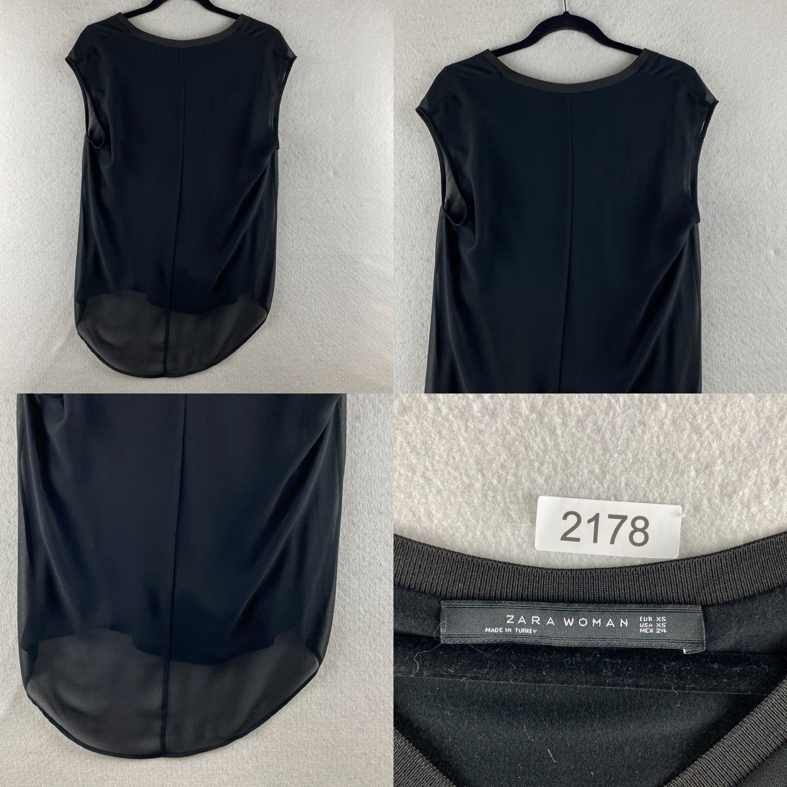 Zara Zara Blouse Womens XS Black Sheer Long Back V Neck Sleeveless Light Weight Modern Shirt XS Womens Black Blouse Size XS / US 0-2 / IT 36-38 - 9 Thumbnail