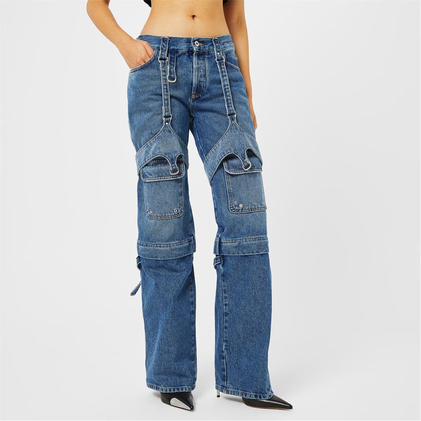 Off-White o1g2r1mq1224 Cargo Zip Jean in Blue Size 30" / US 8 / IT 44 - 3 Thumbnail