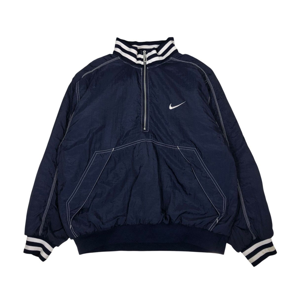 Nike 🔥VINTAGE BOMBER JACKET NIKE HALF ZIPPER BIG SWOOSH Size US M / EU 48-50 / 2 - 2 Thumbnail