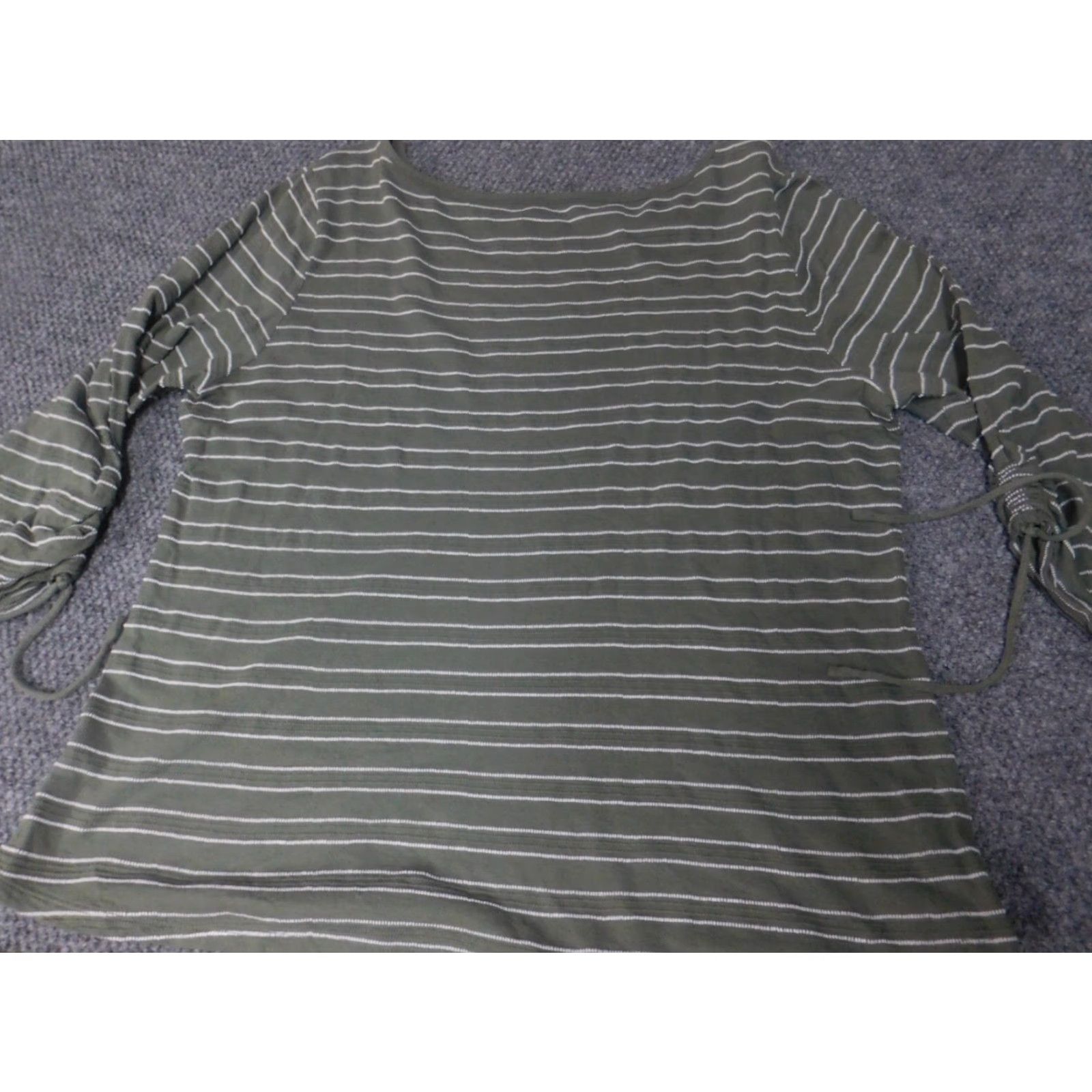 Talbots Talbots Blouse Shirt 2X Women Green Striped Pullover Casual Cotton Polyester Stretch Crew Neck Size XXL / US 16-18 / IT 52-54 - 6 Thumbnail