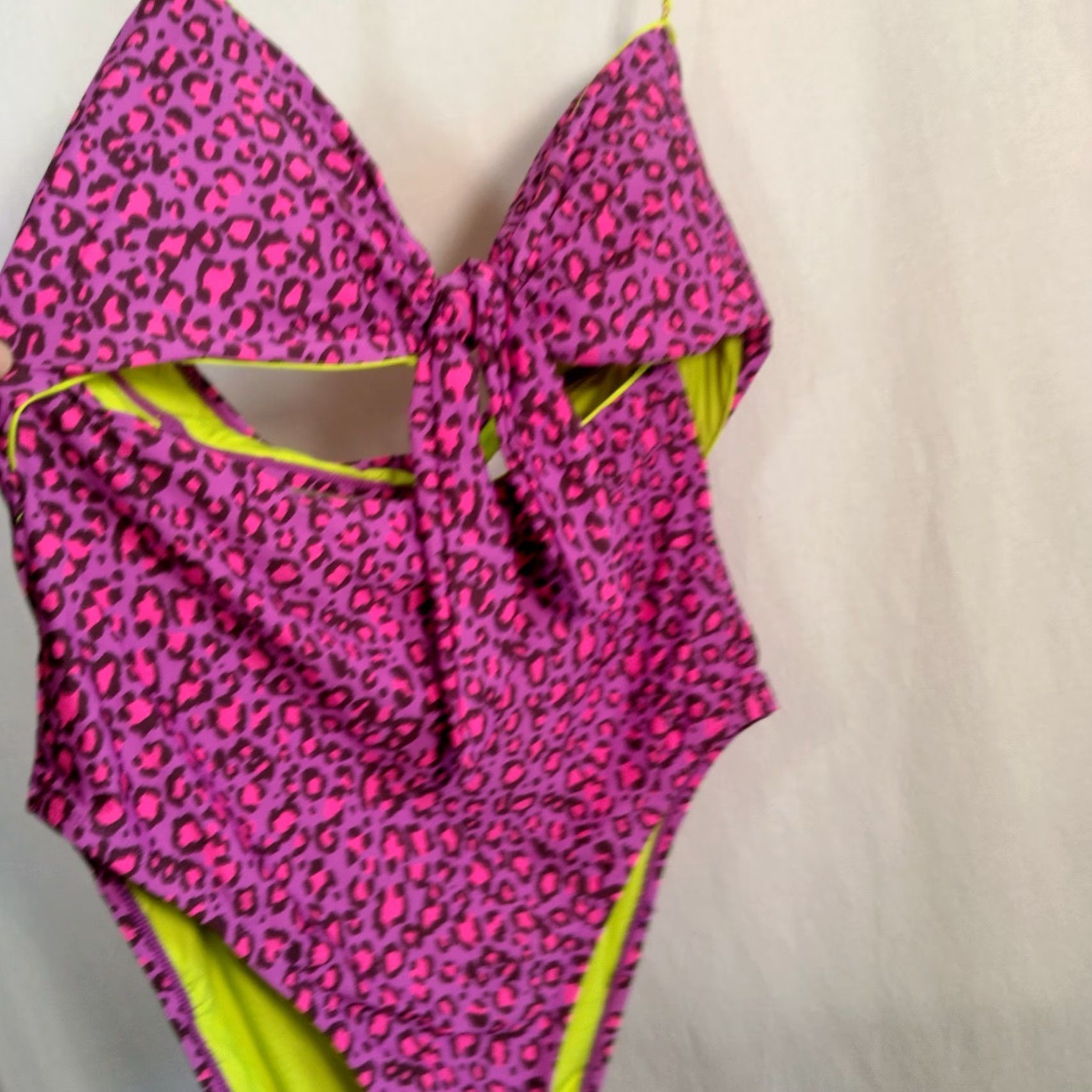 BCBGeneration BCBGeneration Bandeau Bathing Suit XL Purple Pink Animal Print Neon Womens Size XL / US 12-14 / IT 48-50 - 2 Thumbnail