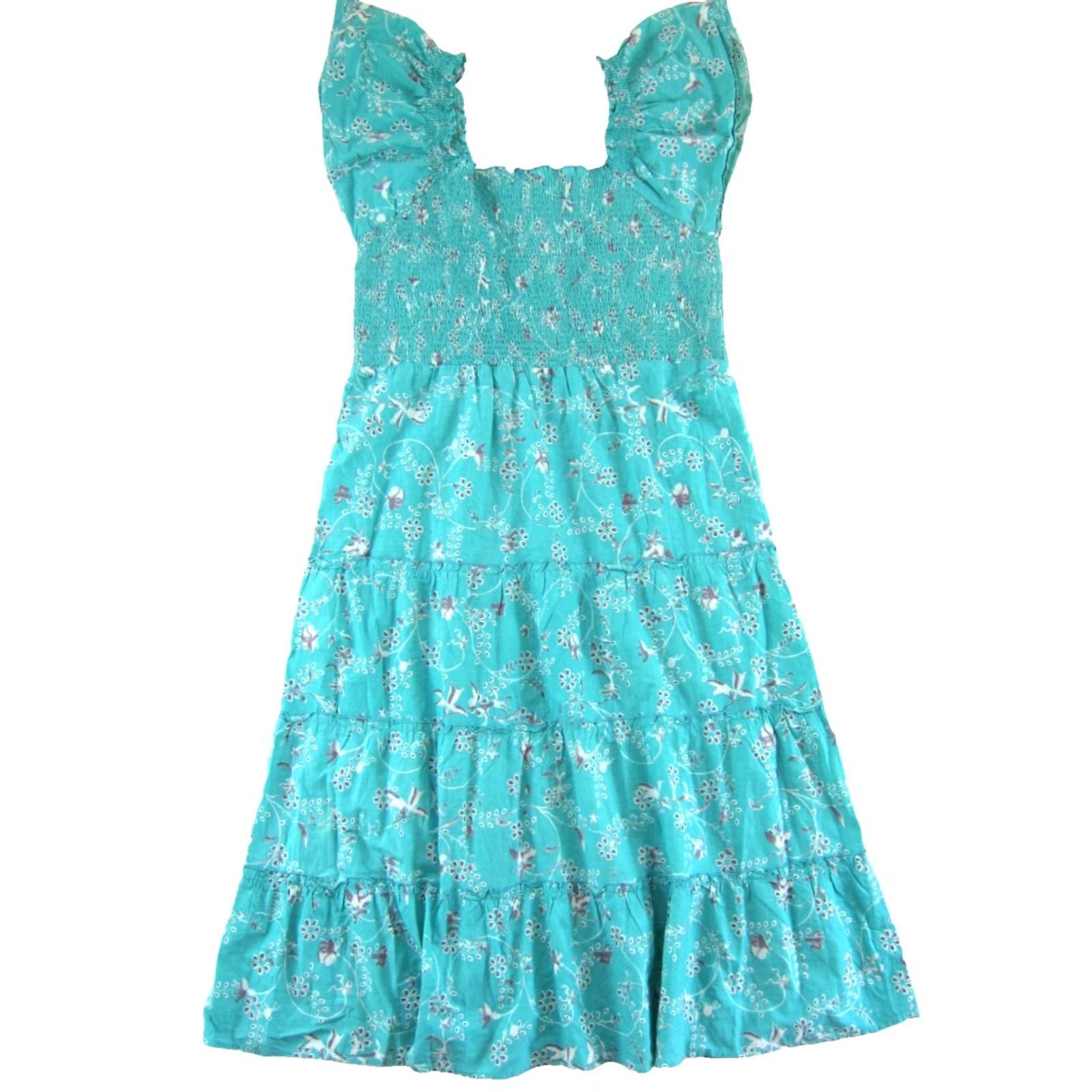Globe The Golden Globe Clothing Maxi Teal 2X Dress Womens Bohemian Floral Cotton Long Sundress Size XXL / US 16-18 / IT 52-54 - 2 Thumbnail