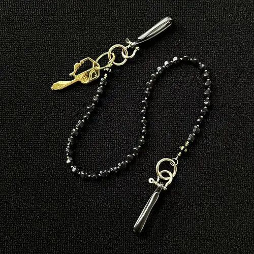 Jewelry Black Beaded Keychain Chain for Men, Stylish Accessory Size ONE SIZE - 8 Thumbnail