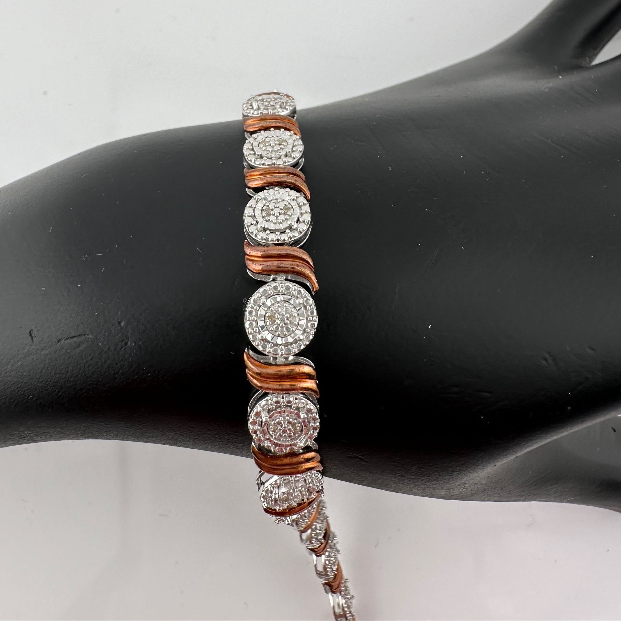 Other Beautiful Rose Gold Overlaying Sterling Diamond Bracelet Size ONE SIZE - 12 Thumbnail