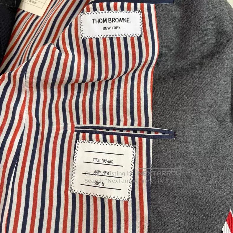 Thom Browne Thom Browne Blazer - Dark Gray + Dark Blue Color Blocked Size XS / US 0-2 / IT 36-38 - 7 Thumbnail