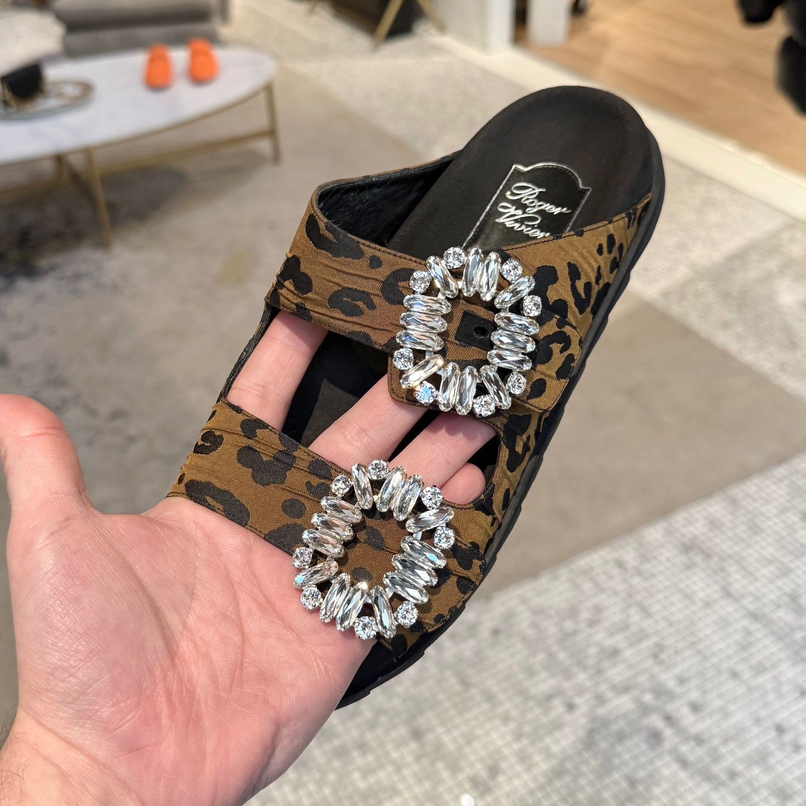 Roger Vivier Roger Vivier Slidy Viv Crystal Buckle Leopard Sandals Size US 9 / IT 39 - 13 Thumbnail