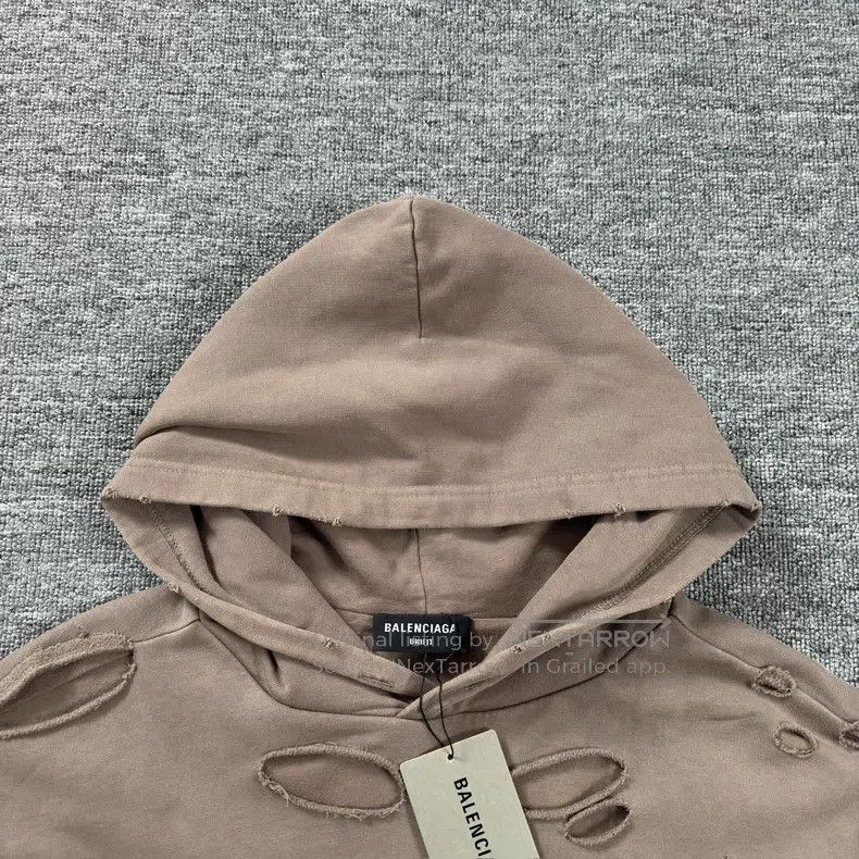 Balenciaga Balenciaga Beige Destroyed Hoodie Size US M / EU 48-50 / 2 - 2 Thumbnail