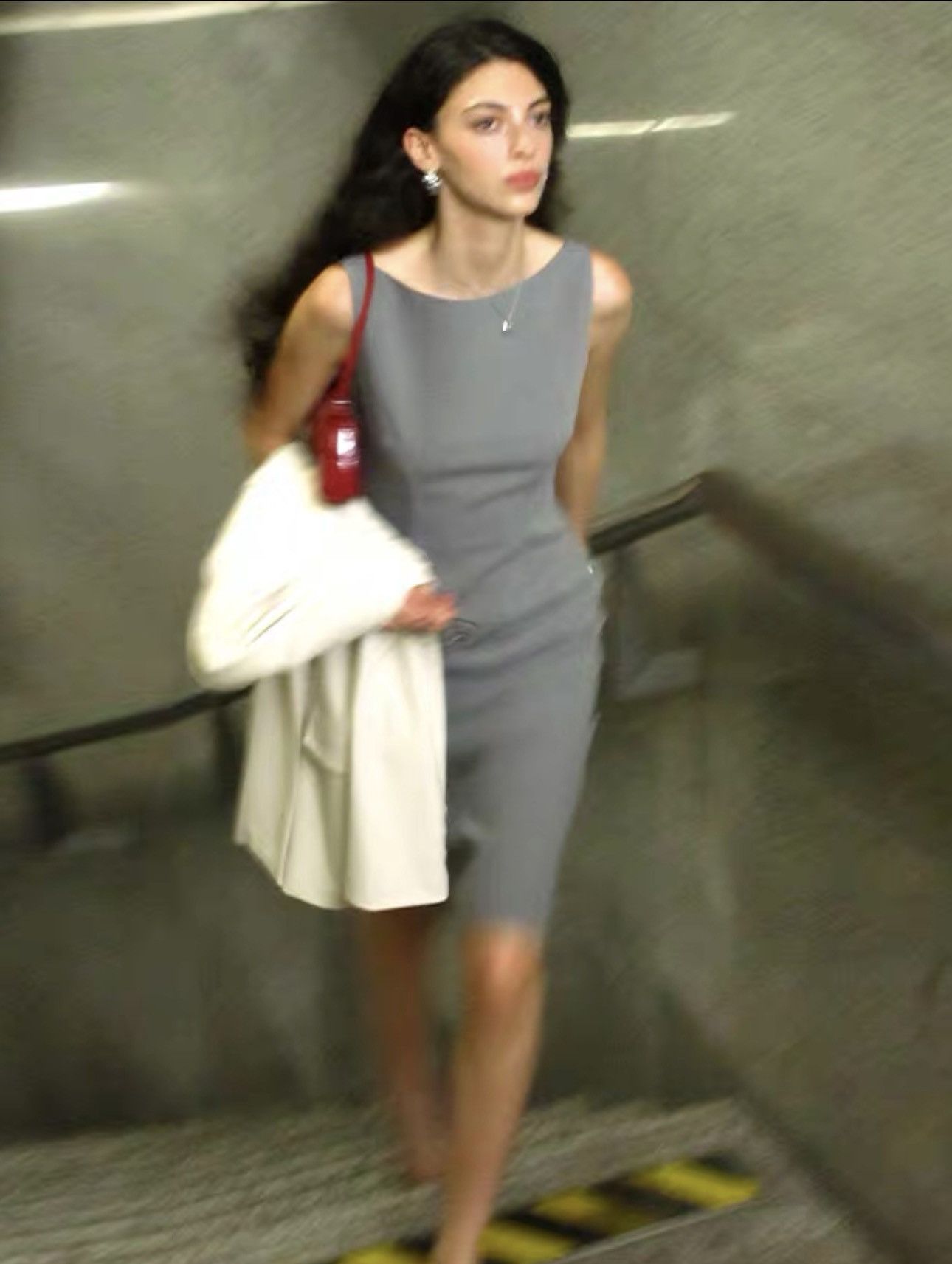 Rachel style grey boat neckline dress size XS - benaras.co