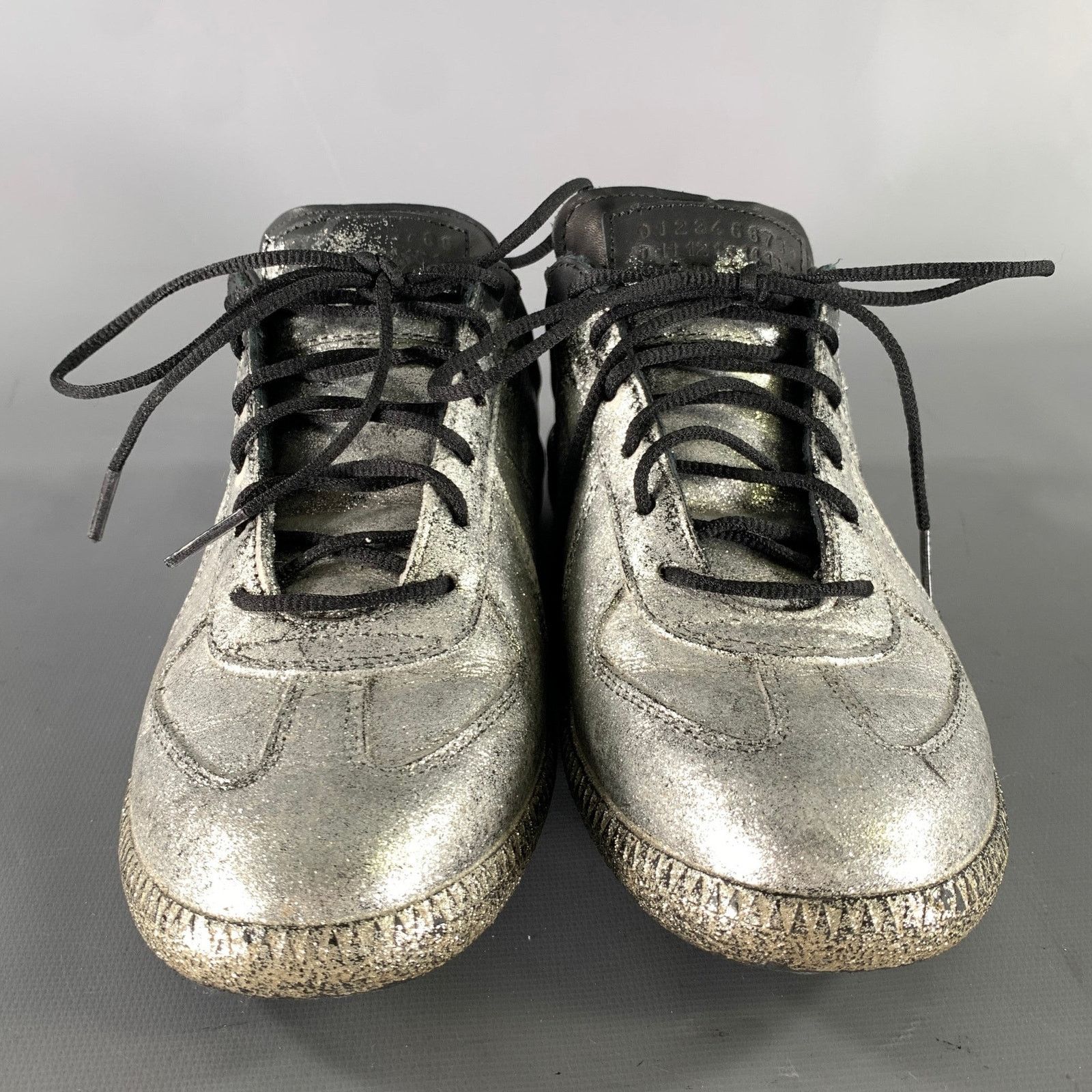 Maison Margiela MAISON MARGIELA Size 8 Silver Black Glitter Lace Up Sneakers Size US 8 / IT 38 - 4 Thumbnail