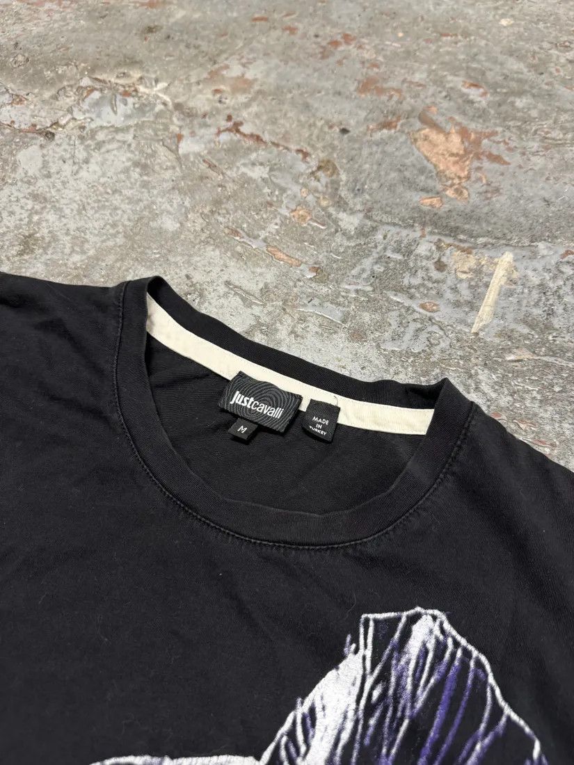 Designer × Just Cavalli × Vintage SS2014 Cavalli 2 Flowers Black T-Shirt Size US M / EU 48-50 / 2 - 7 Thumbnail