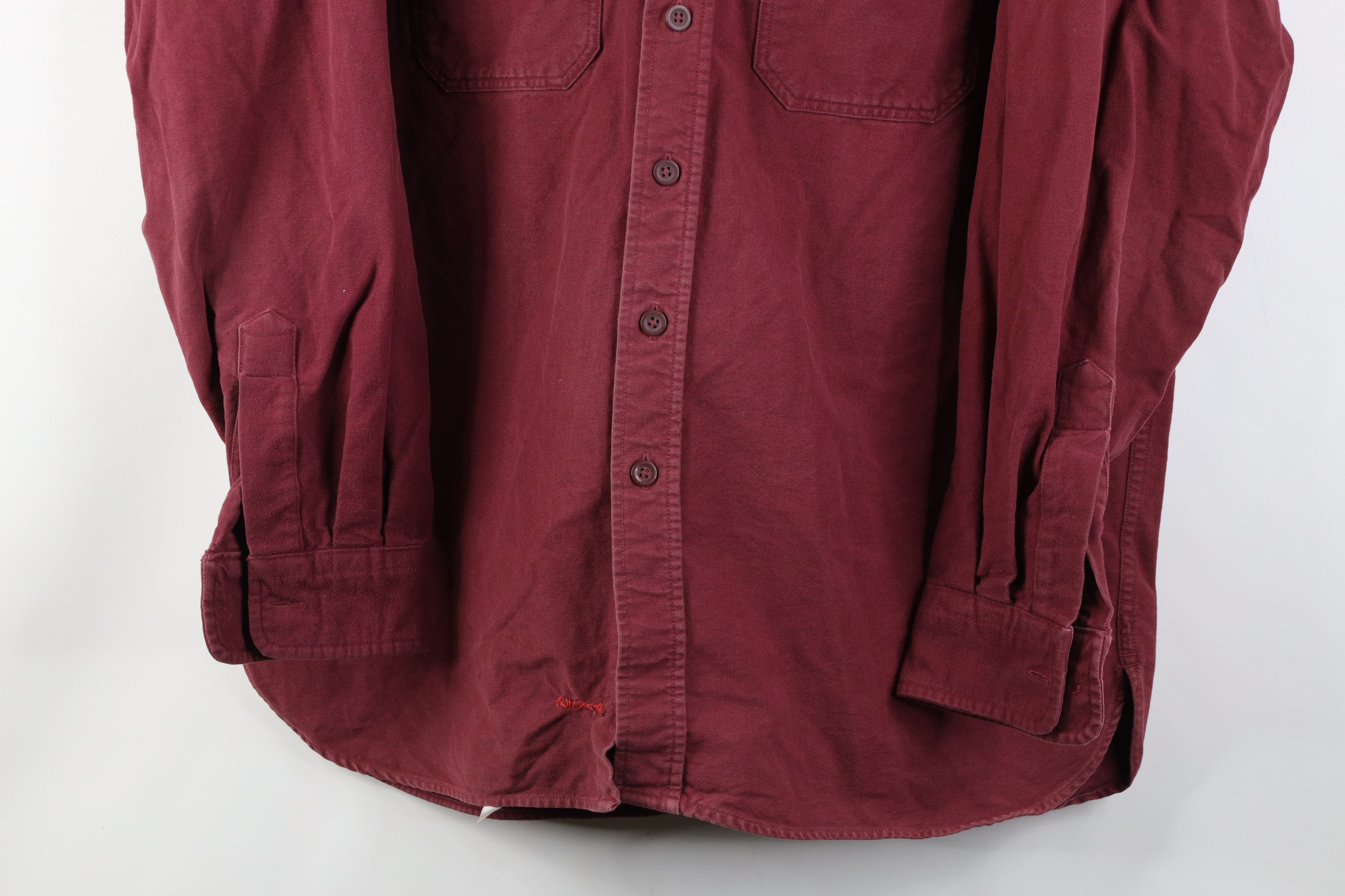L.L. Bean Vintage LL Bean Chamois Cloth Collared Button Shirt Red Size US L / EU 52-54 / 3 - 3 Thumbnail