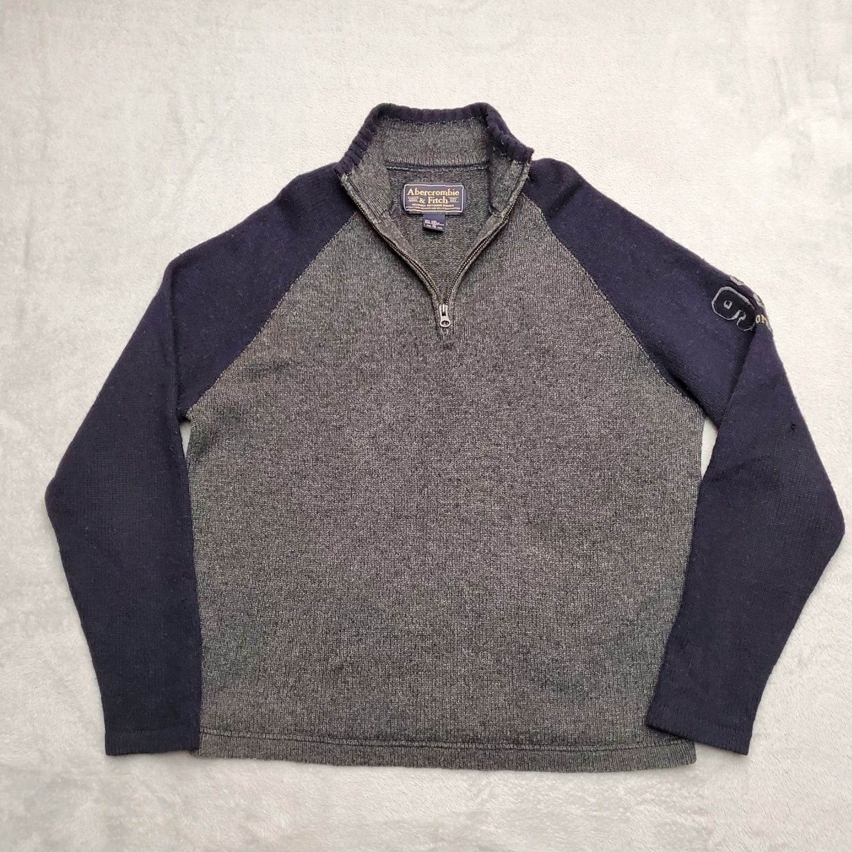 Abercrombie & Fitch VINTAGE Abercrombie Fitch Sweater Men XL Gray Wool Blend 1/4 Zip Casual 92 Patch Size US XL / EU 56 / 4 - 2 Thumbnail