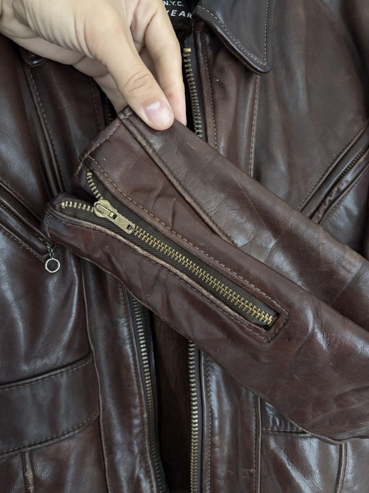 Schott Vintage Schott Brown Motorcycle Jacket Fur Lined Size US M / EU 48-50 / 2 - 11 Thumbnail