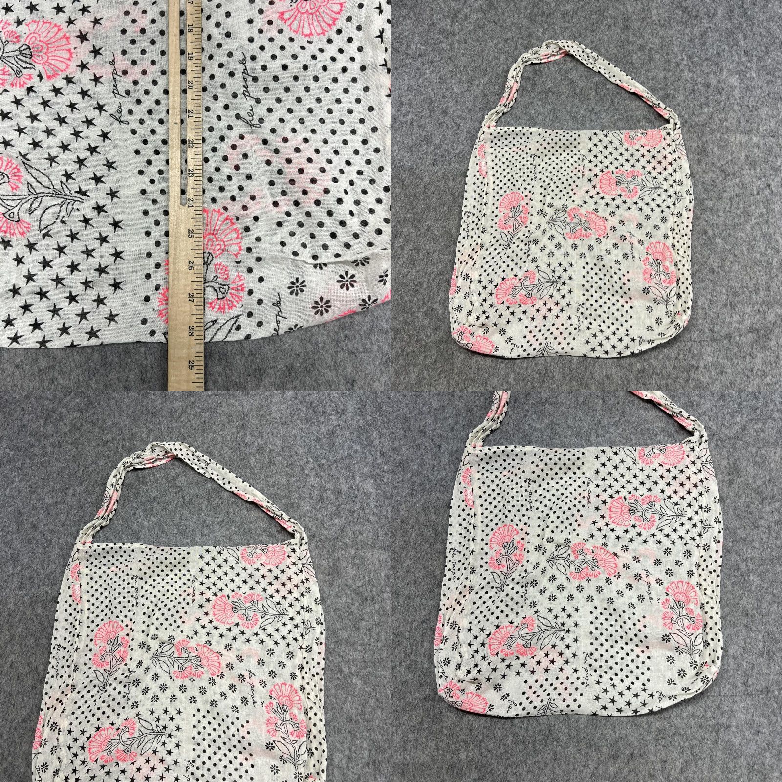 Free People Free People Tote Bag Womens Medium White Floral Cotton Lightweight Casual Preppy Size ONE SIZE - 8 Thumbnail