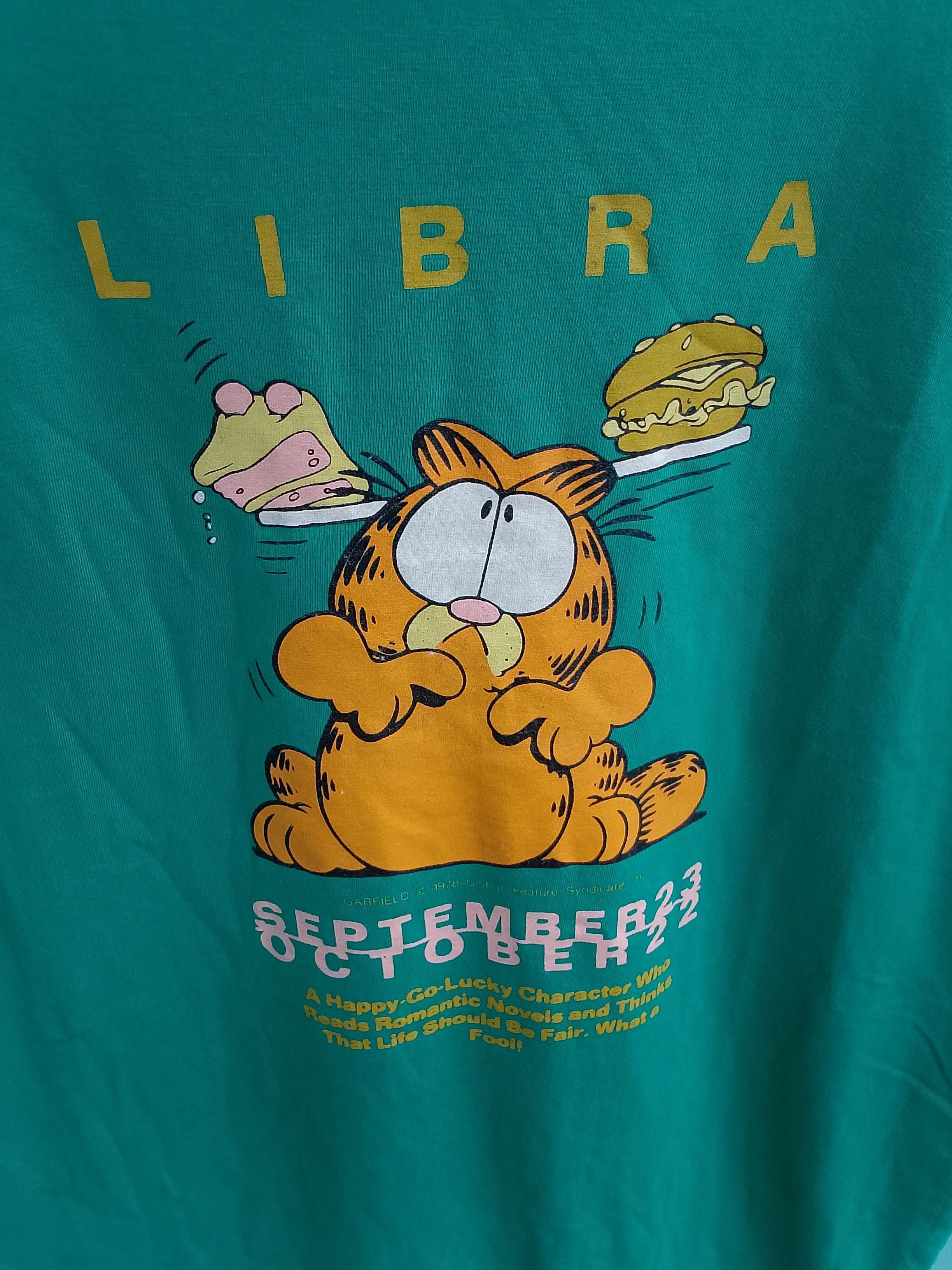 💥 Vintage Garfield Libra Zodiac Edition Cartoon T-shirt