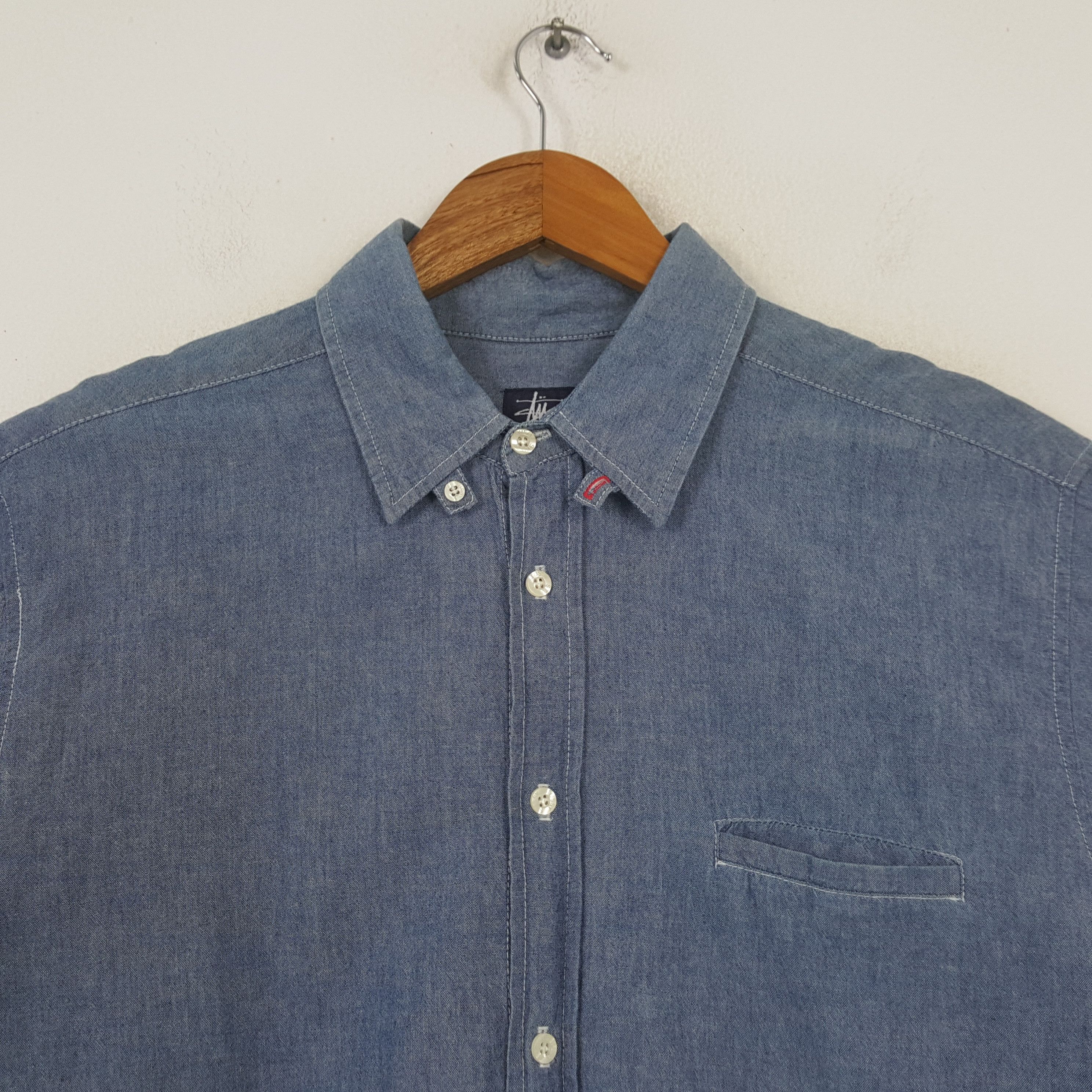Stussy × Vintage Vintage STUSSY Streetwear Skateboard Denim Polos C294N24 Size US XL / EU 56 / 4 - 4 Thumbnail