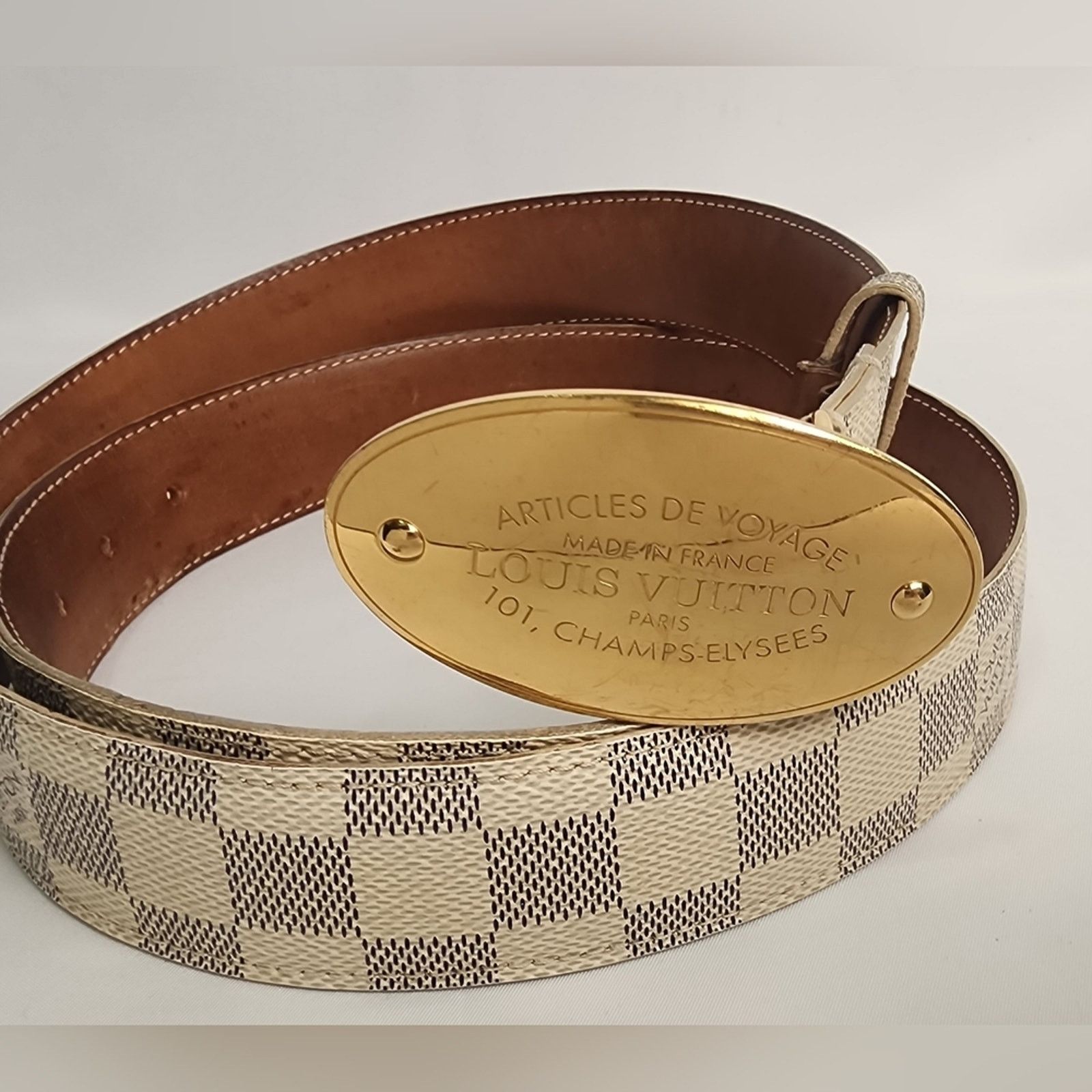Louis Vuitton Louis Vuitton Damier Azur Canvas Voyage Belt 100/40 Size ONE SIZE - 11 Thumbnail