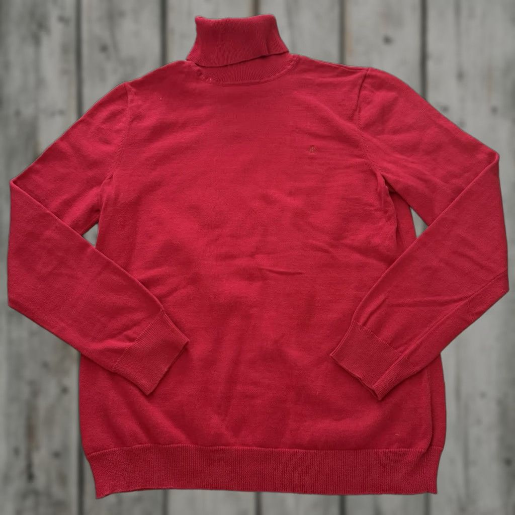 Ralph Lauren Lauren Ralph Lauren Turtleneck Sweater Womens XL Red 100% Cotton Lightweight Pullover Logo Classic Knit" Size XL / US 12-14 / IT 48-50 - 1 Thumbnail