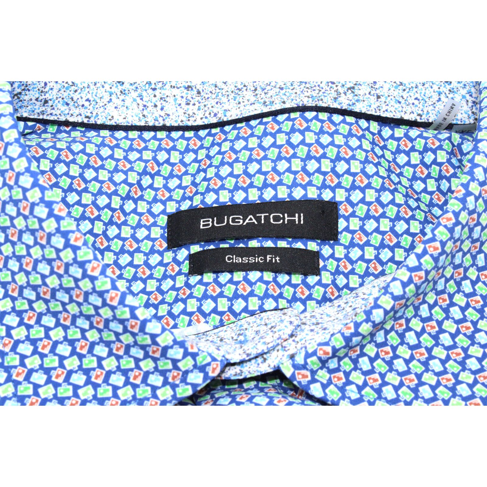 BUGATCHI BUGATCHI Blue Geometric Long Sleeve Stretch Shirt Size XXL Size US XXL / EU 58 / 5 - 4 Thumbnail