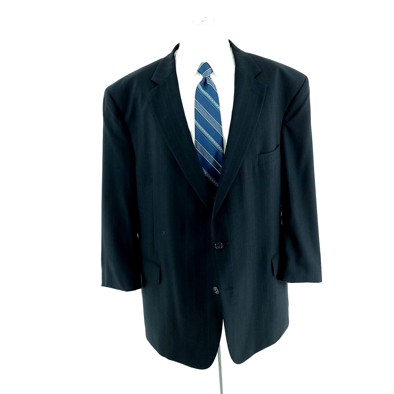 Jos. A. Bank Jos A Bank Wool 2 Button 2 Piece Suit 50L Blue Striped 46/26 Size 50L - 4 Thumbnail
