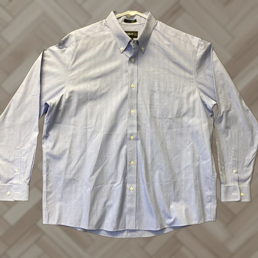Eddie Bauer Eddie Bauer Shirt Long Sleeve Button-Down Plaid XL Mens Light Blue Cotton Wrinkle Resistant Size US XL / EU 56 / 4 - 1 Thumbnail
