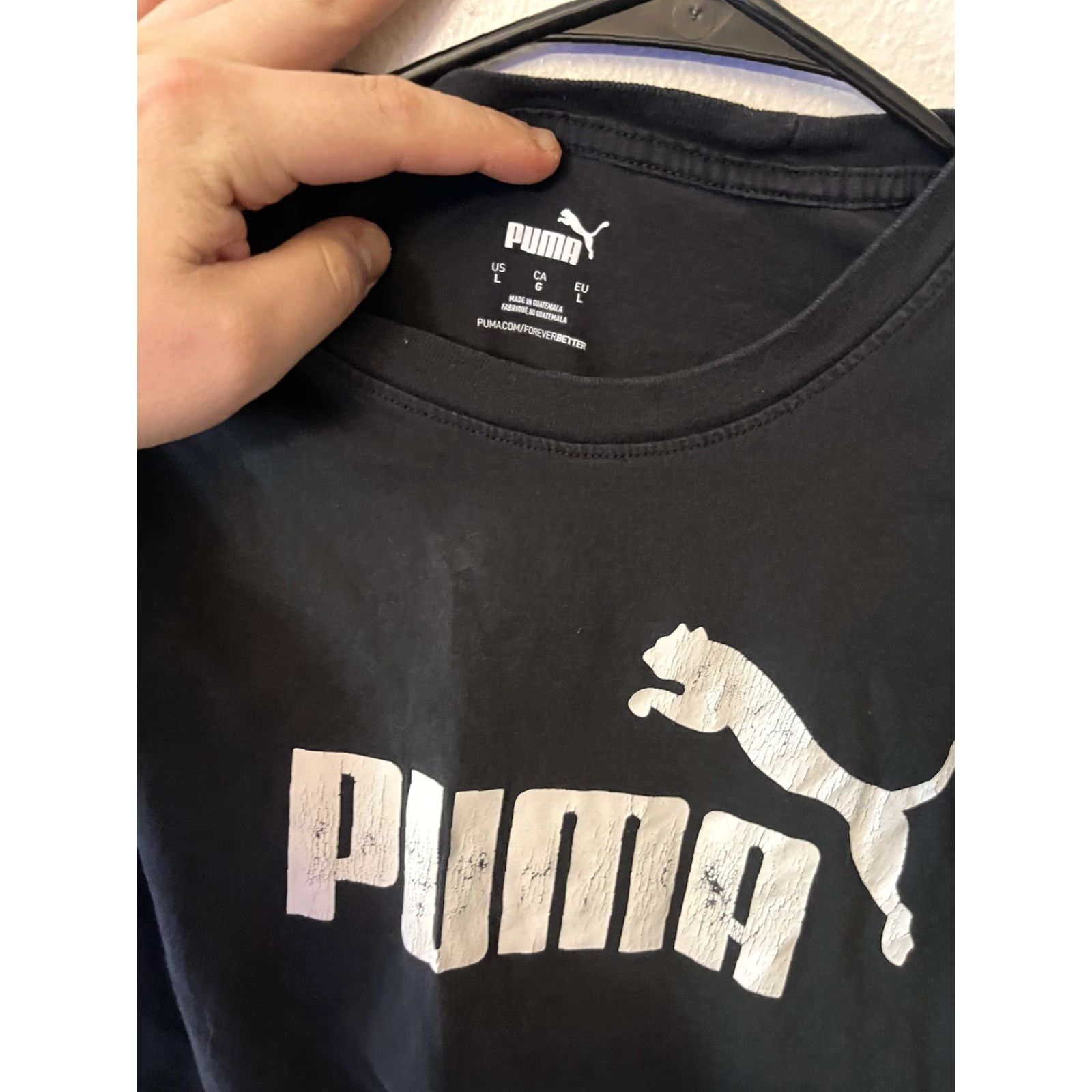 Puma PUMA Men T-Shirt L Black Logo Graphic Regular Crew Neck Short Sleeve - 90s? Animals Theme Mens Size US L / EU 52-54 / 3 - 2 Thumbnail