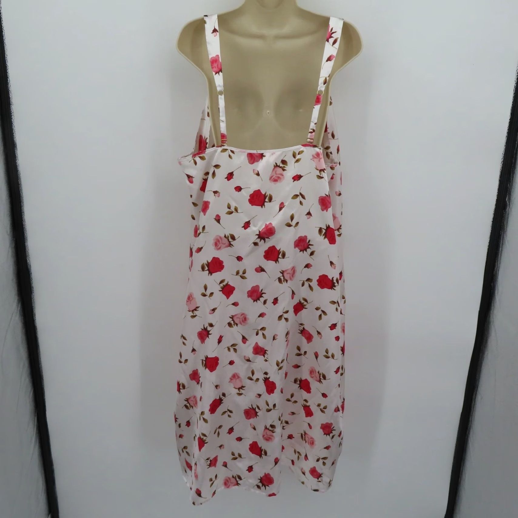 Vintage Cacique Gown Women 18/20 Sleeveless Pink Rose Flower Floral Scallop Nightgown Dress Size XXL / US 16-18 / IT 52-54 - 6 Thumbnail