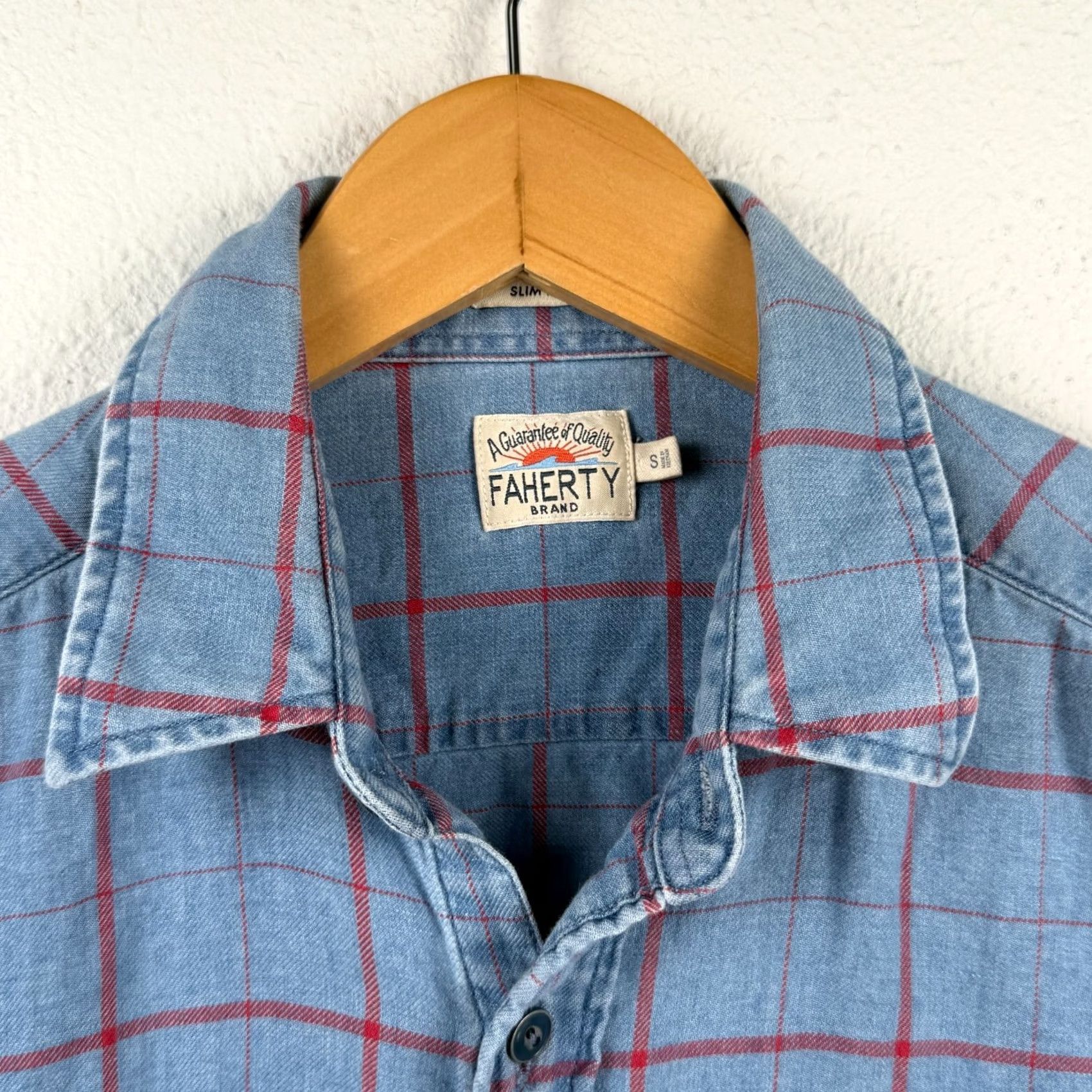 Faherty Faherty Shirt Indigo Dyed Plaid Lightweight Flannel Button Up Small Slim Fit Shirt Size US S / EU 44-46 / 1 - 4 Thumbnail