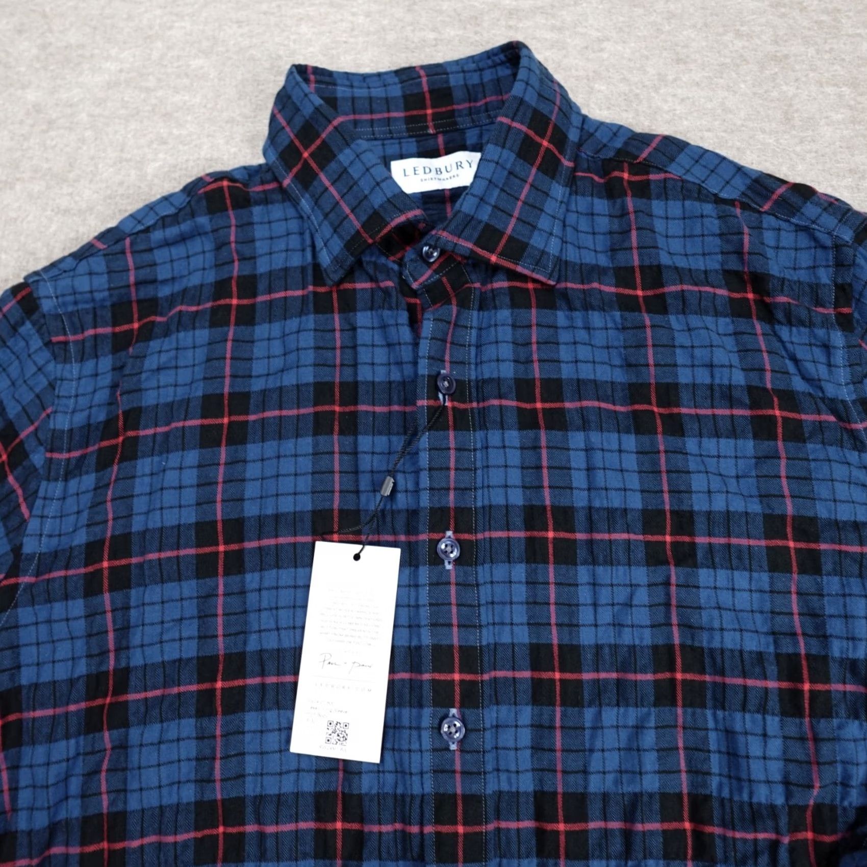 Vintage Ledbury Shirt 16-32 Blue Plaid Flannel Classic Short Body Mens Size US L / EU 52-54 / 3 - 2 Thumbnail