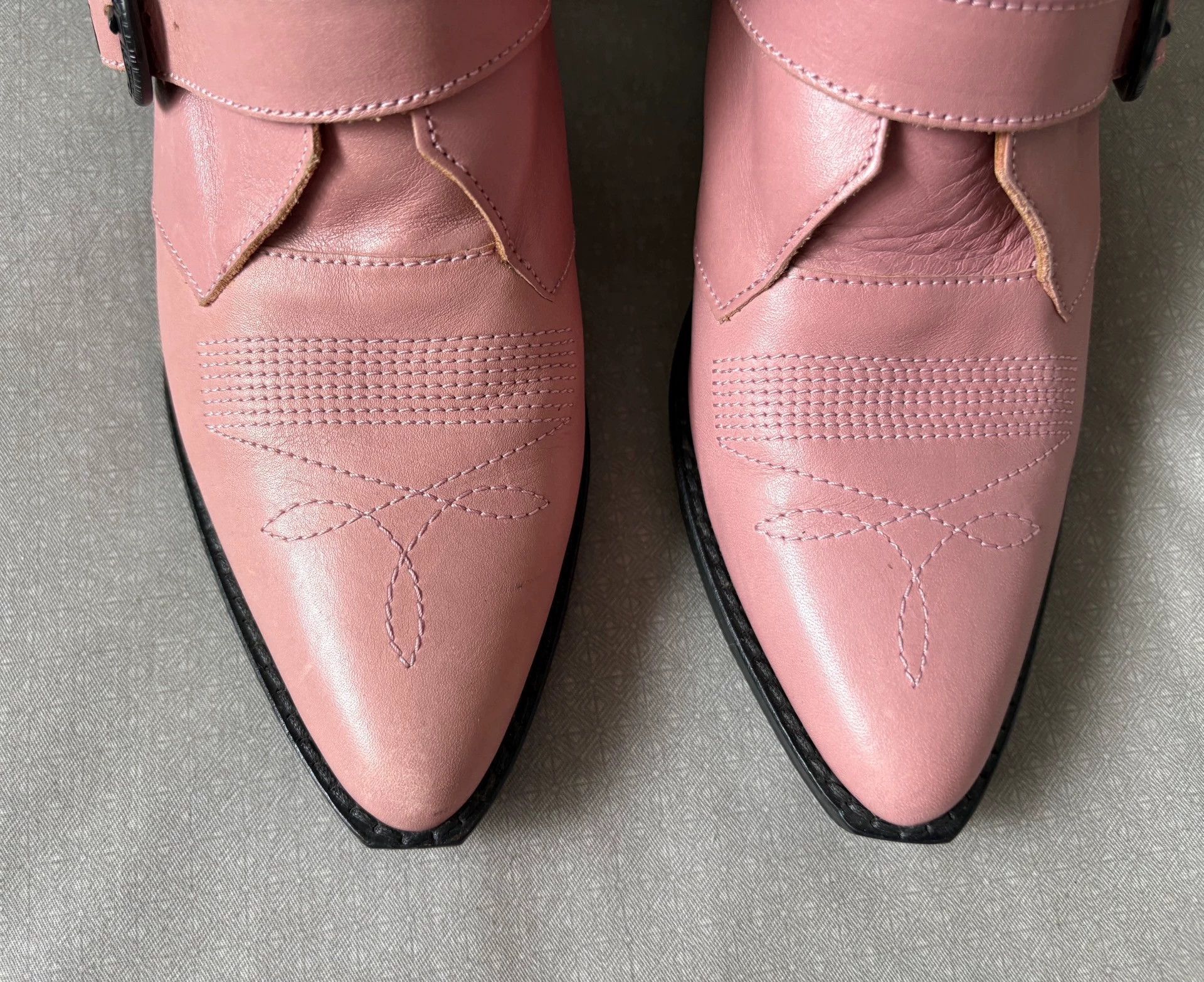 Toga Toga Pulla pink embroidered pointed lace-up boots Size US 6.5 / IT 36.5 - 3 Thumbnail