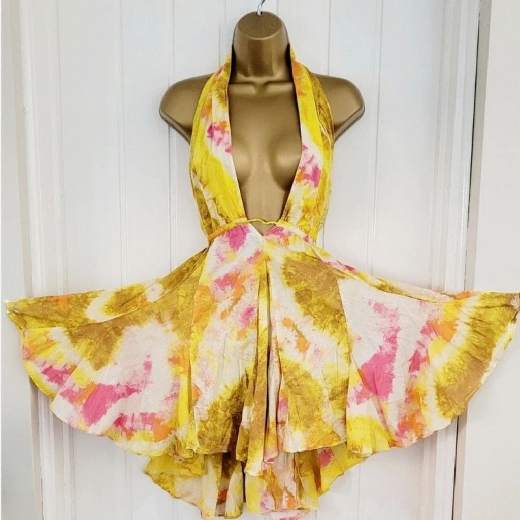 Zara NWT Zara Yellow & Pink Tie Dye Short Dress Size XS / US 0-2 / IT 36-38 - 2 Thumbnail