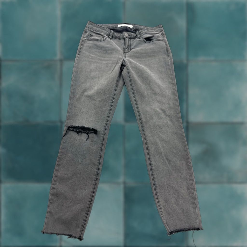 Vintage Hidden Jeans 28 Gray Skinny Mid Rise Zip Zipper Cotton Blend Denim 90s Bohemian Distressed Regular Women Jeans Style Slim Size 28" / US 6 / IT 42 - 1 Thumbnail